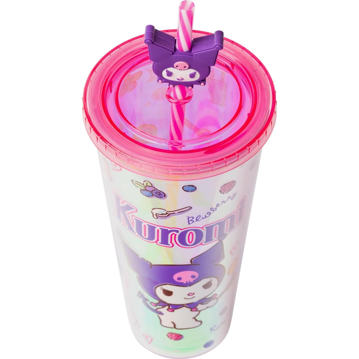 Taza Fría Sanrio Kuromi 710 ml con Tapa y Popote