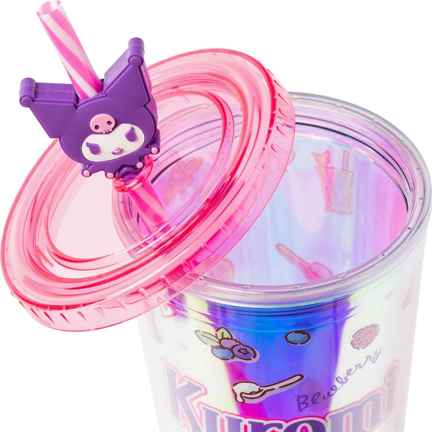 Taza Fría Sanrio Kuromi 710 ml con Tapa y Popote