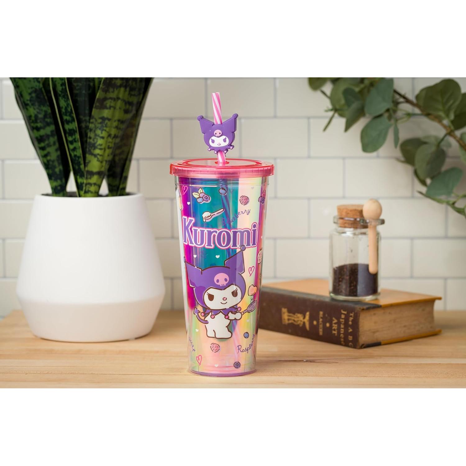 Taza Fría Sanrio Kuromi 710 ml con Tapa y Popote