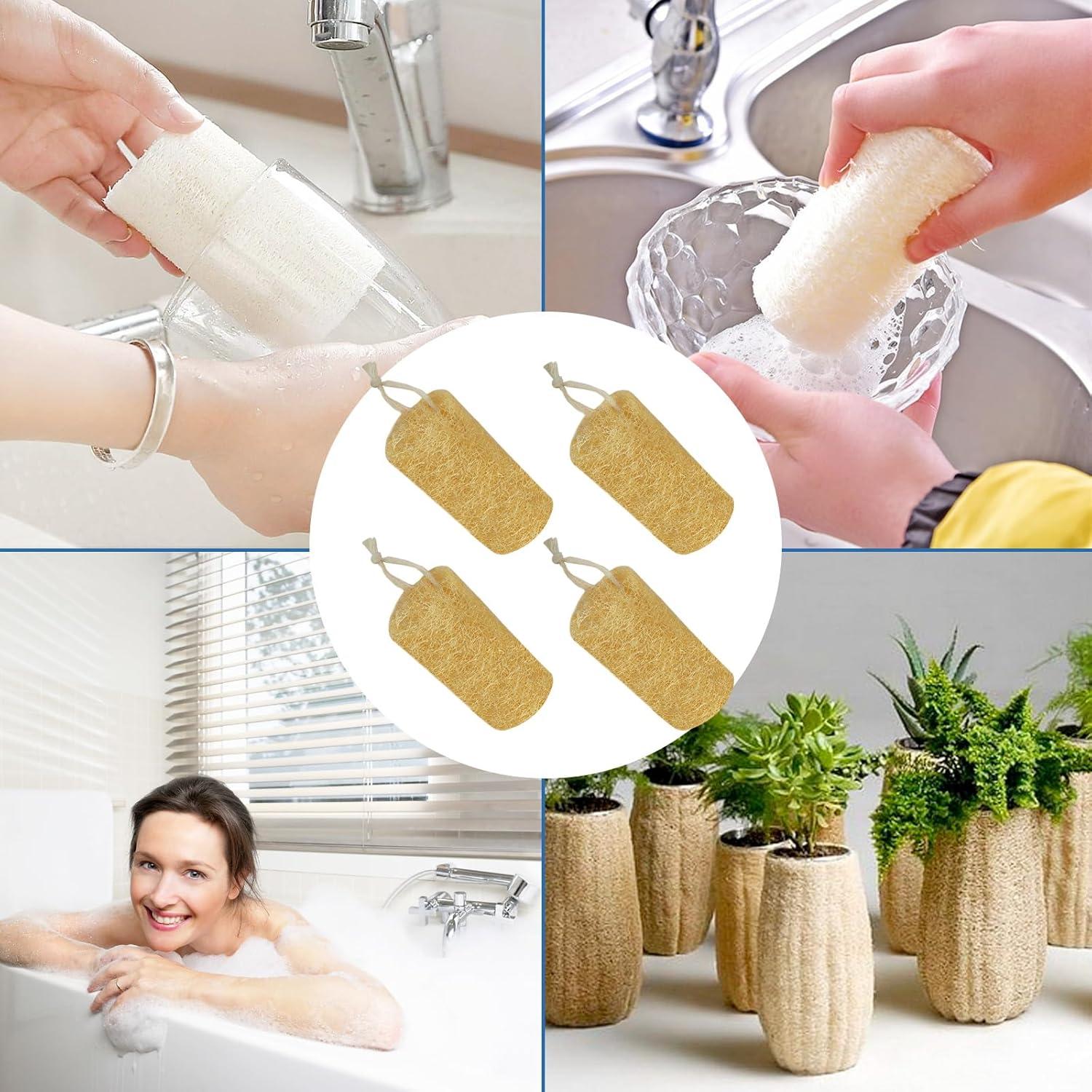 Esponjas de Lufa Natural AhaTopia - 4 Paquetes de 15 cm