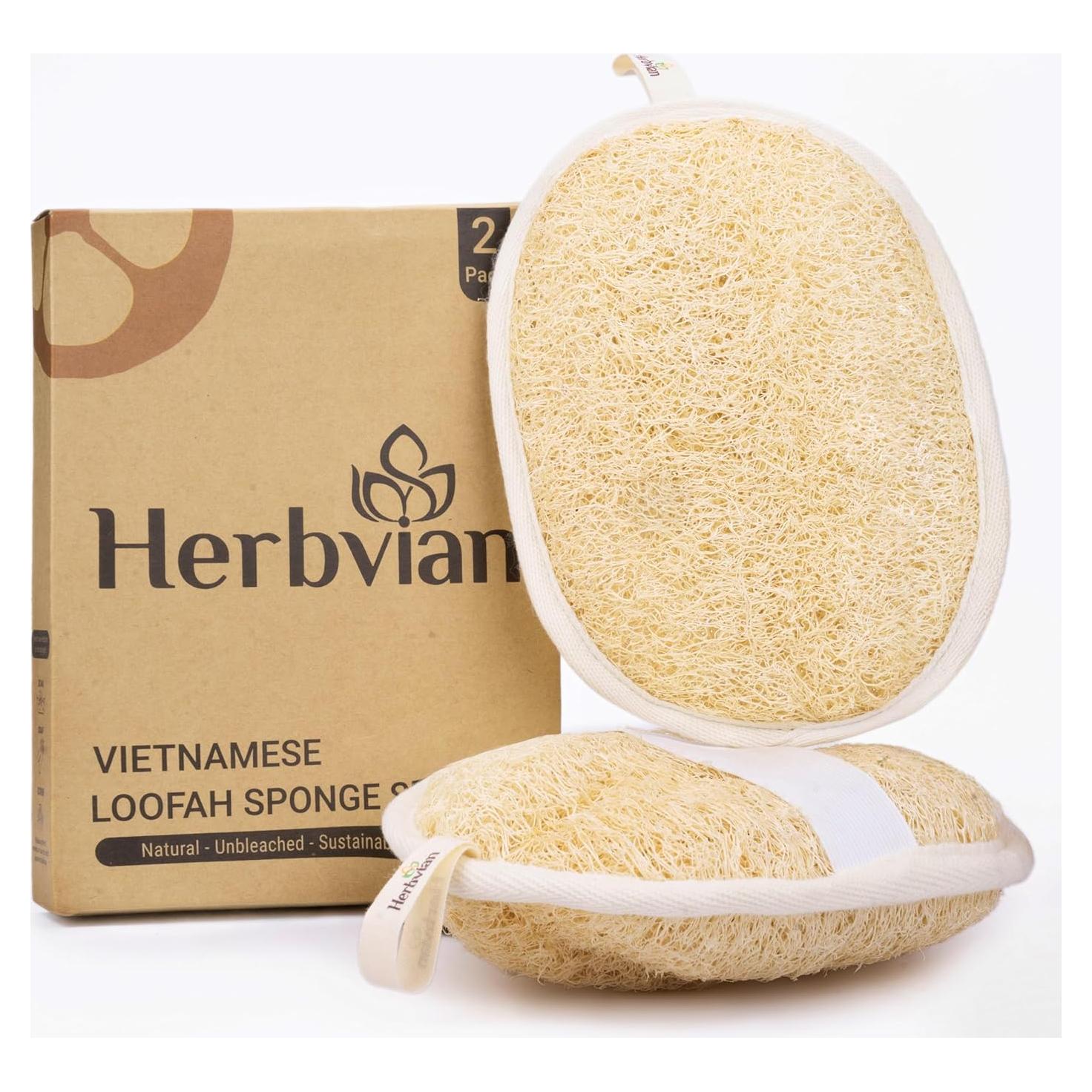 Esponjas Exfoliantes de Lufa Natural Herbvian - Paquete de 2