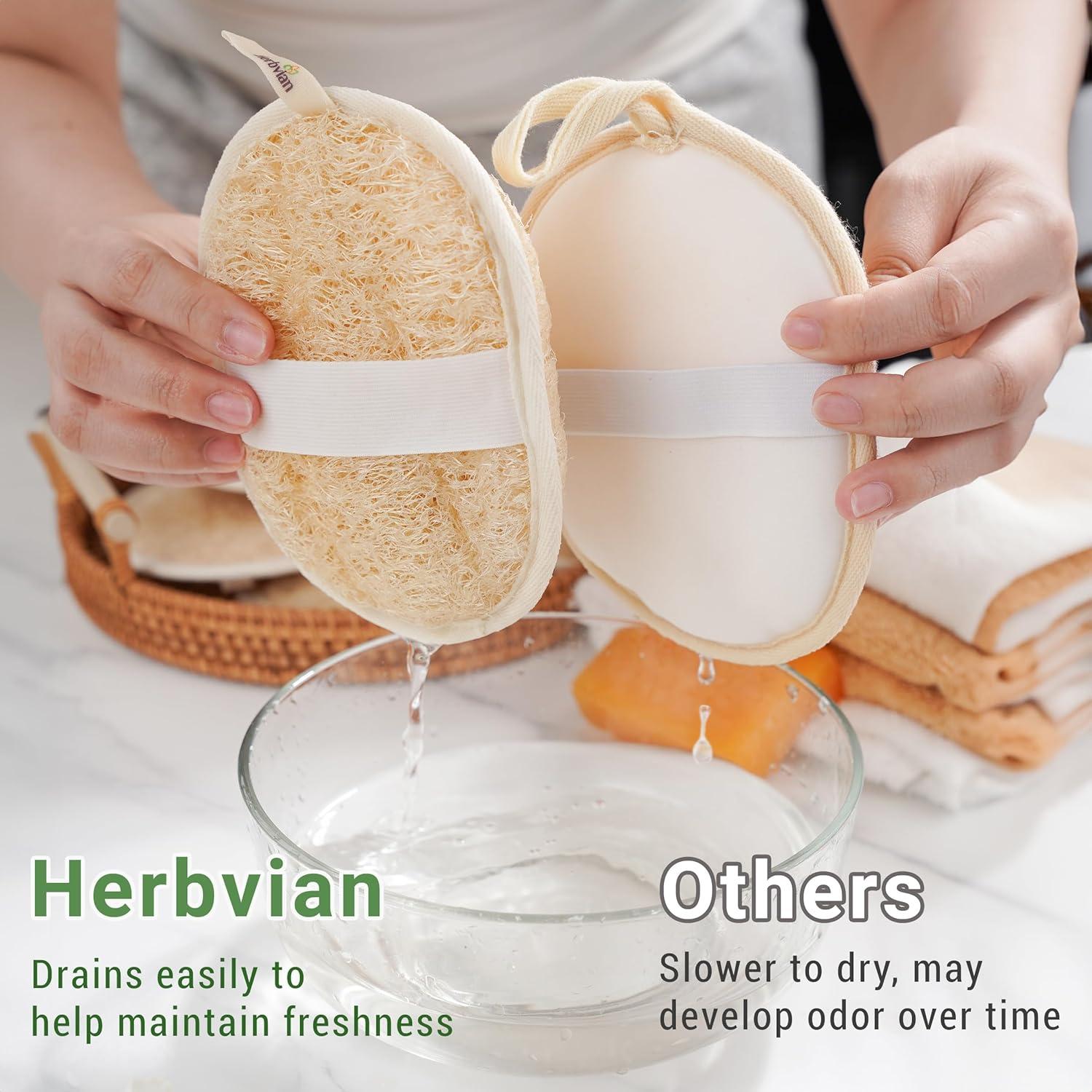 Esponjas Exfoliantes de Lufa Natural Herbvian - Paquete de 2