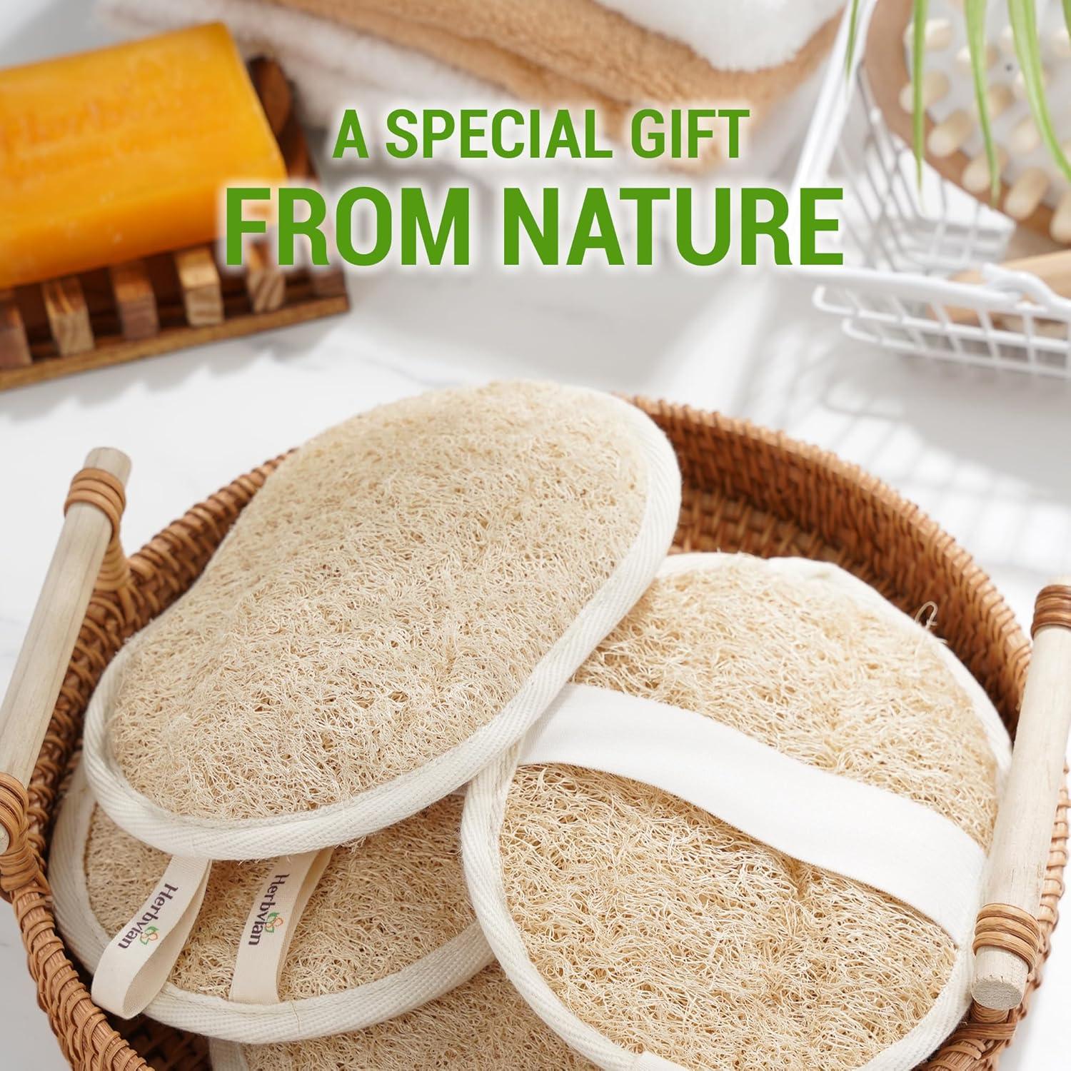 Esponjas Exfoliantes de Lufa Natural Herbvian - Paquete de 2