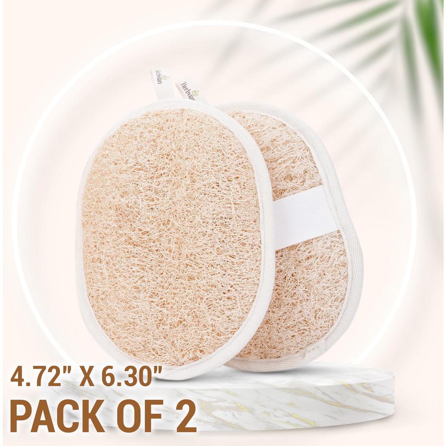 Esponjas Exfoliantes de Lufa Natural Herbvian - Paquete de 2
