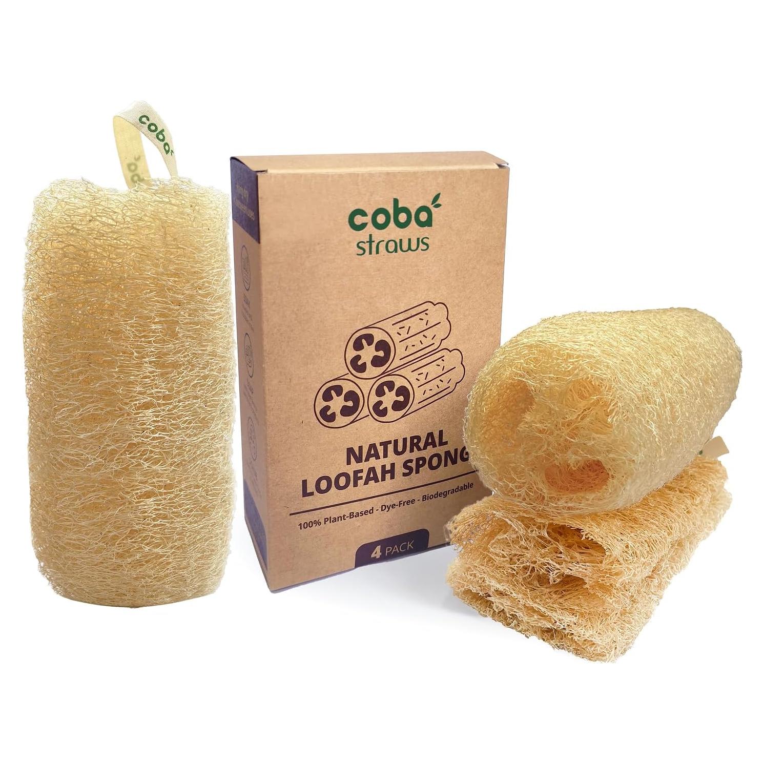 Esponja de Lufa Natural Coba Straws - Exfoliante Biodegradable 4 Unidades