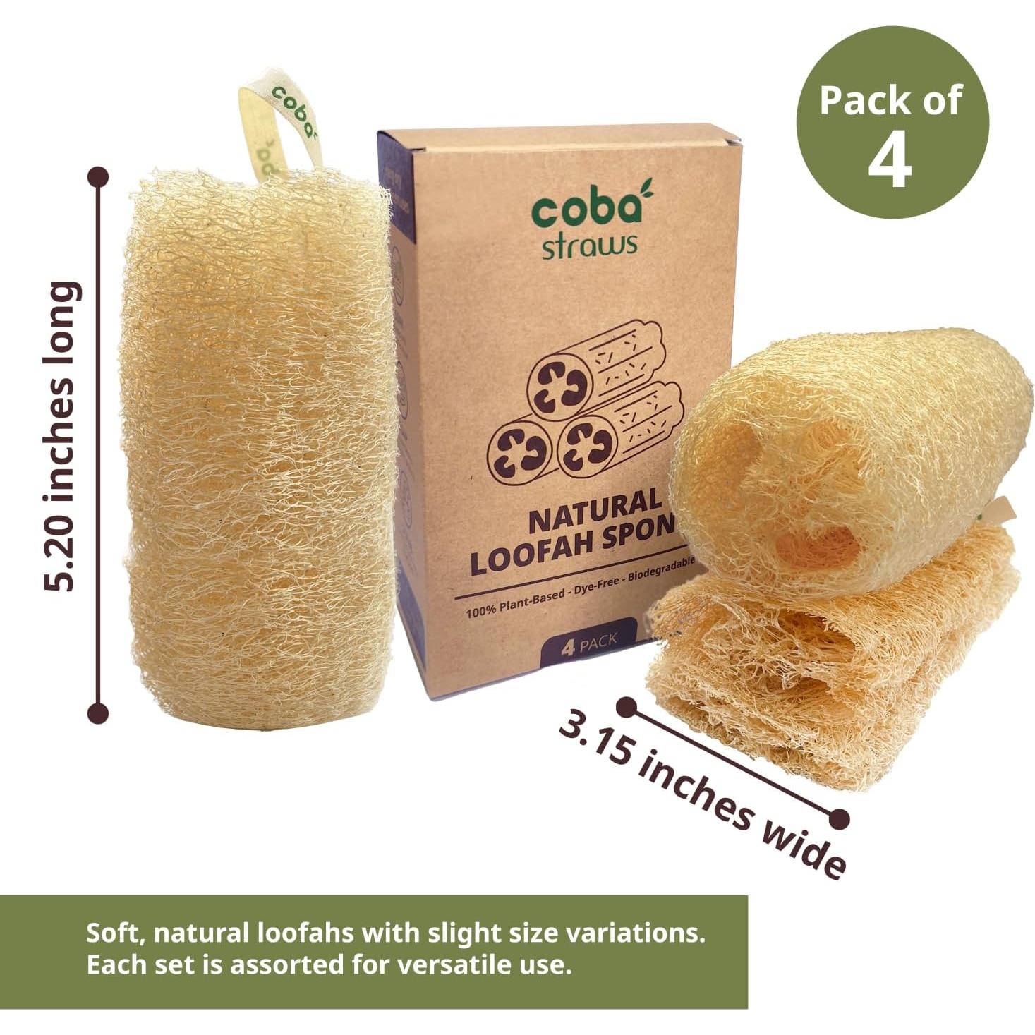 Esponja de Lufa Natural Coba Straws - Exfoliante Biodegradable 4 Unidades