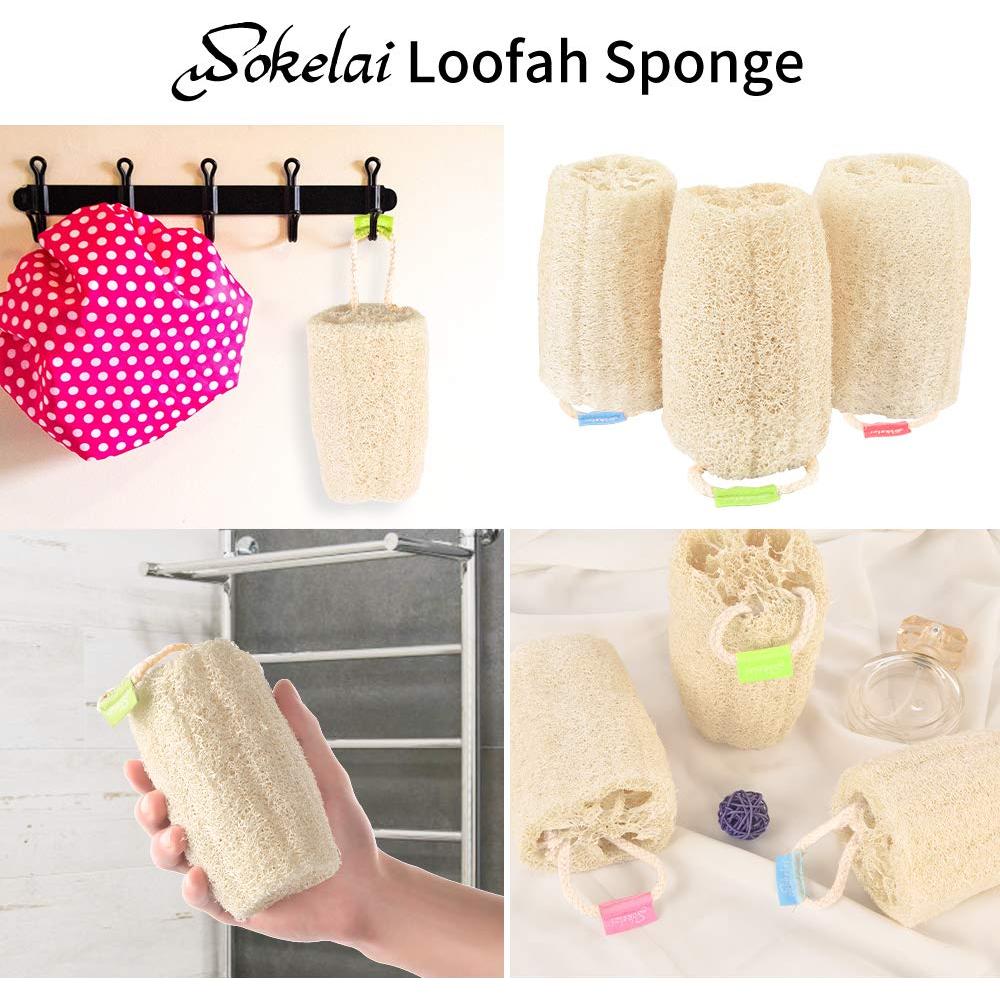 Esponjas de Lufa Natural Wokelai - Exfoliantes para Cuerpo 3 Unidades