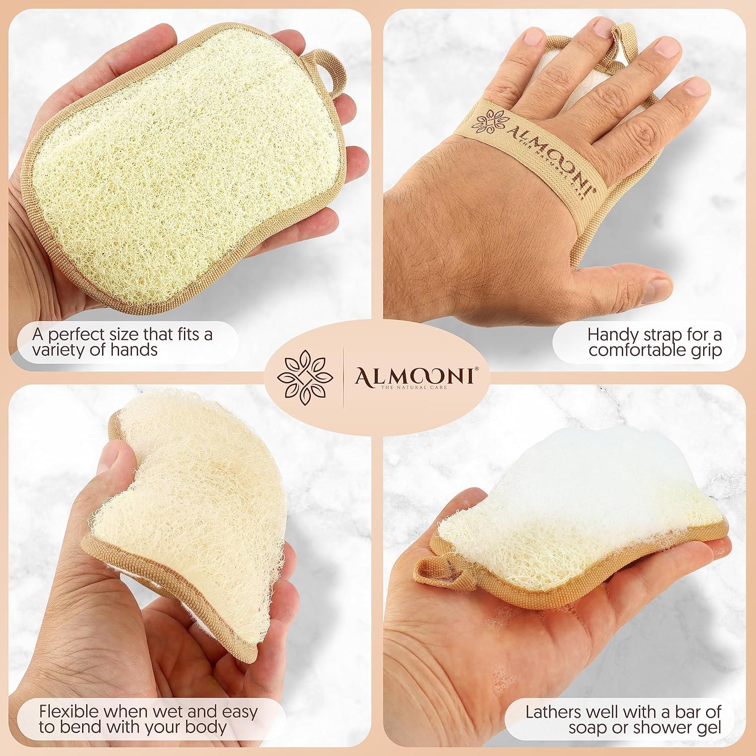 Esponja de Lufa Natural Almooni para Ducha - 3 Piezas