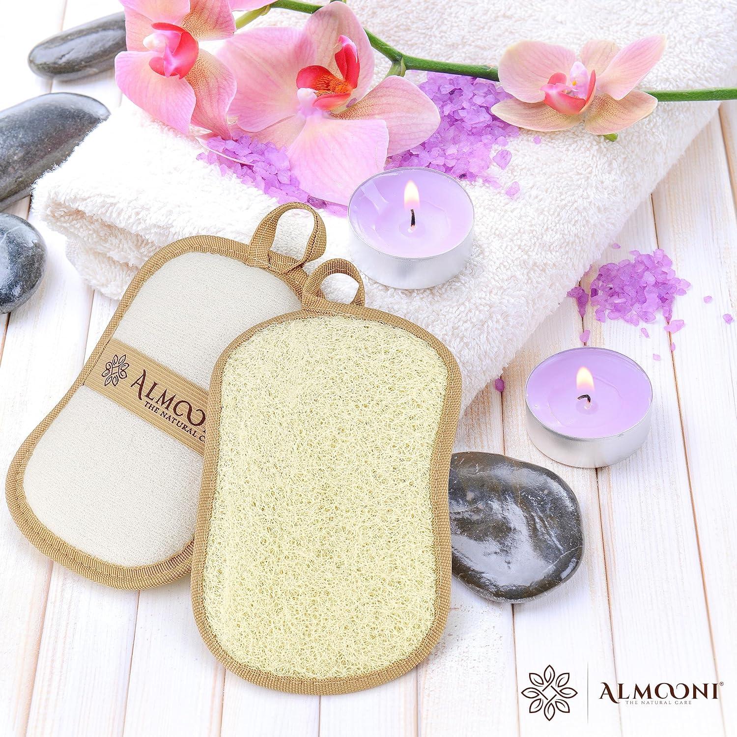 Esponja de Lufa Natural Almooni para Ducha - 3 Piezas