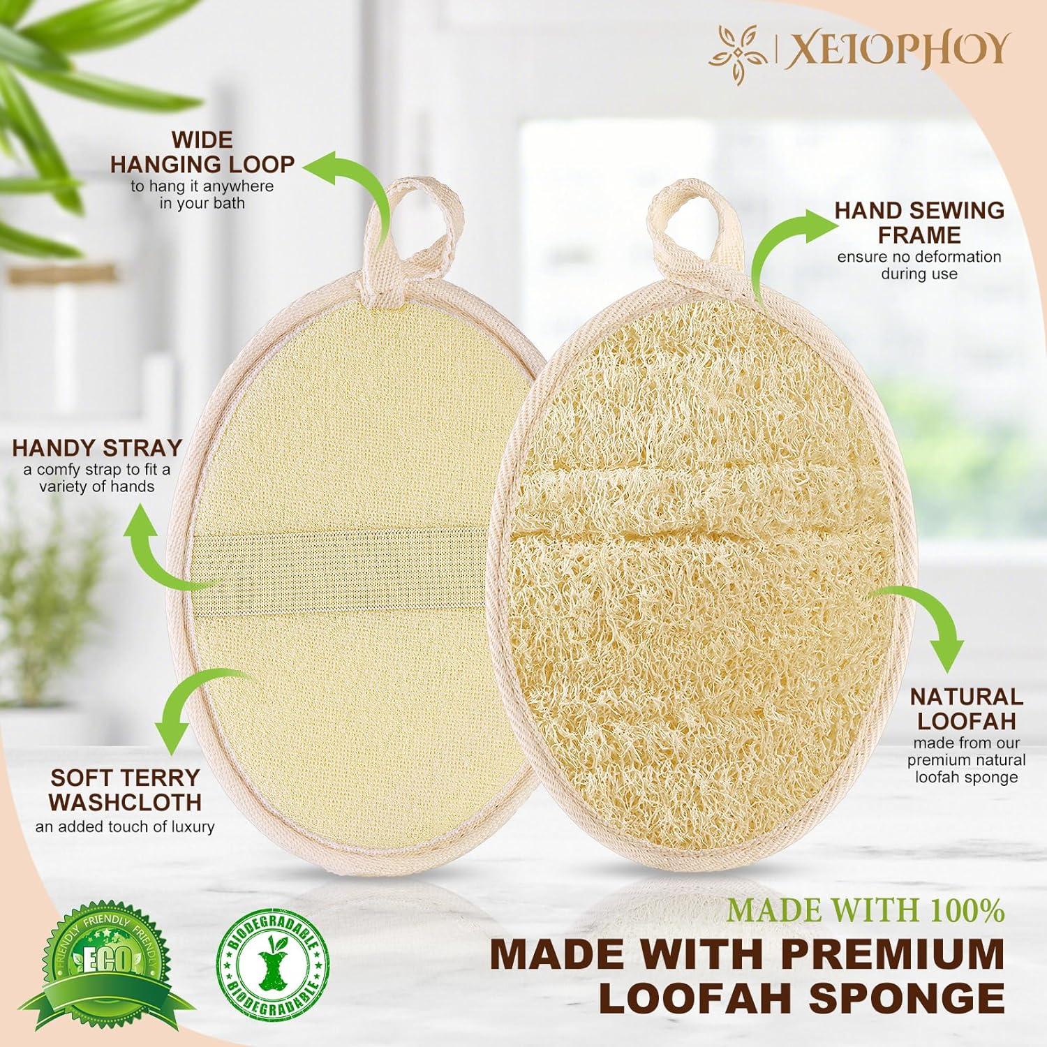 Esponja de Lufa Natural Xeiophoy 2PCS Exfoliante para Ducha