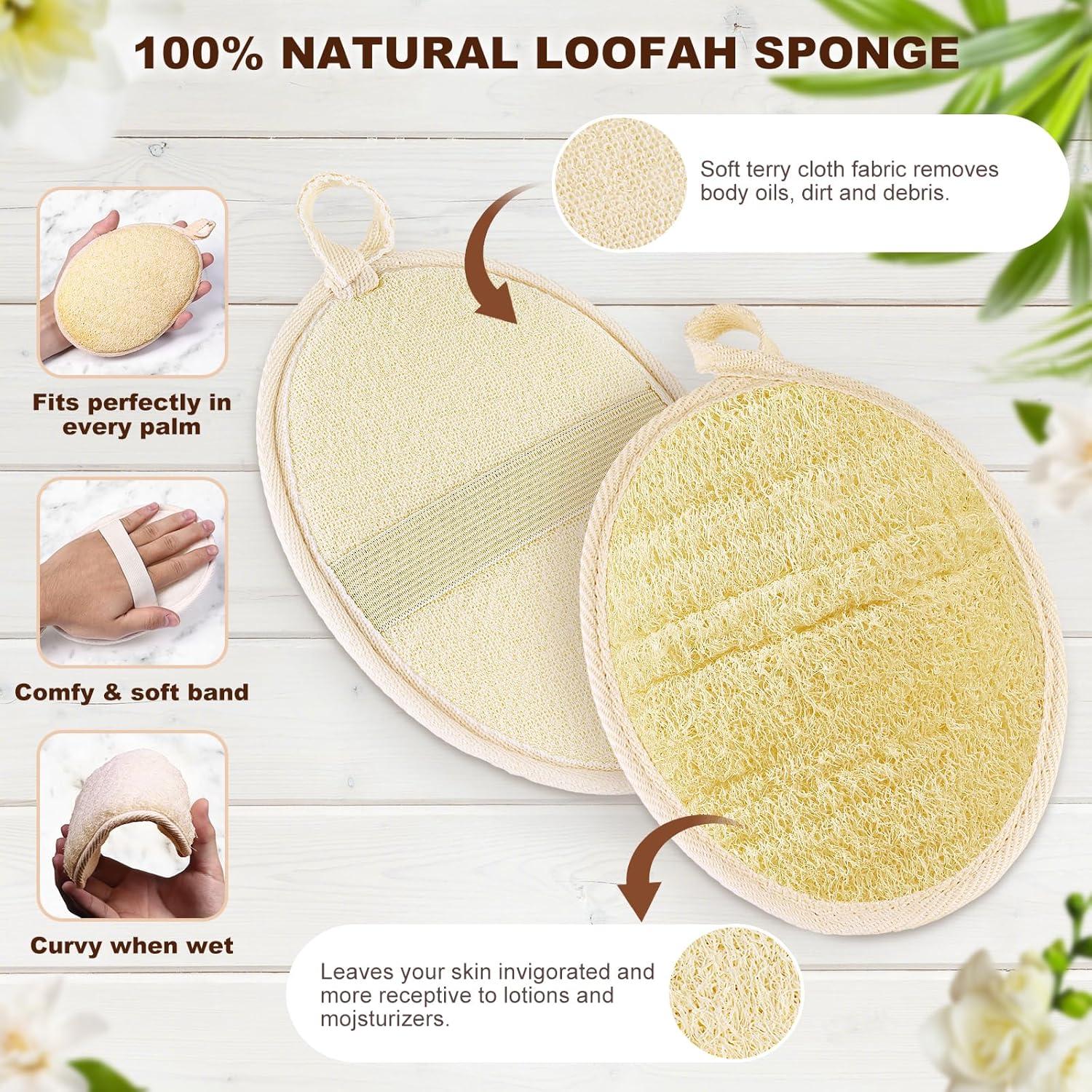 Esponja de Lufa Natural Xeiophoy 2PCS Exfoliante para Ducha