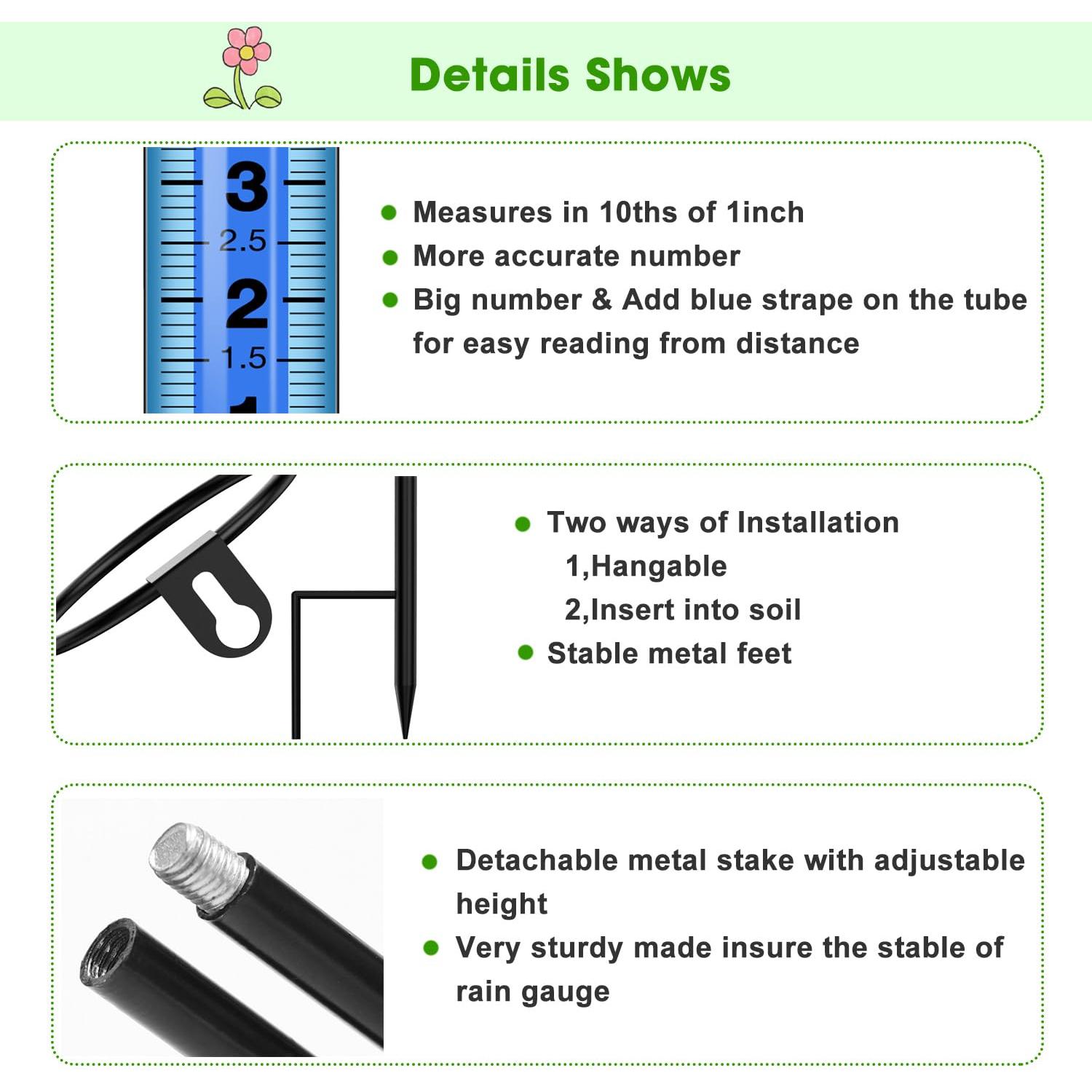 Pluviómetro FINEST+ 26.67 cm Ajustable para Jardín y Granja