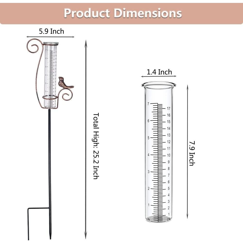 Pluviometro de Metal HOBYLUBY 17.78 cm para Jardín