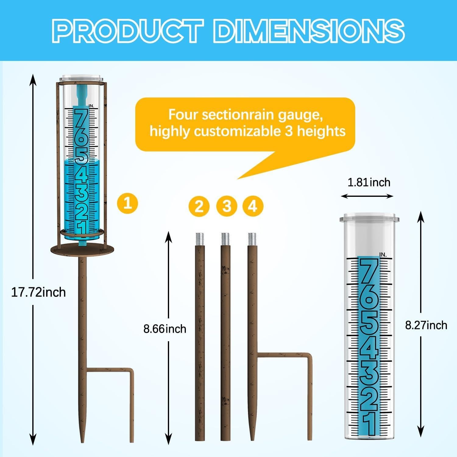 Pluviómetro Suggant Ajustable 86.36 cm con Números Grandes
