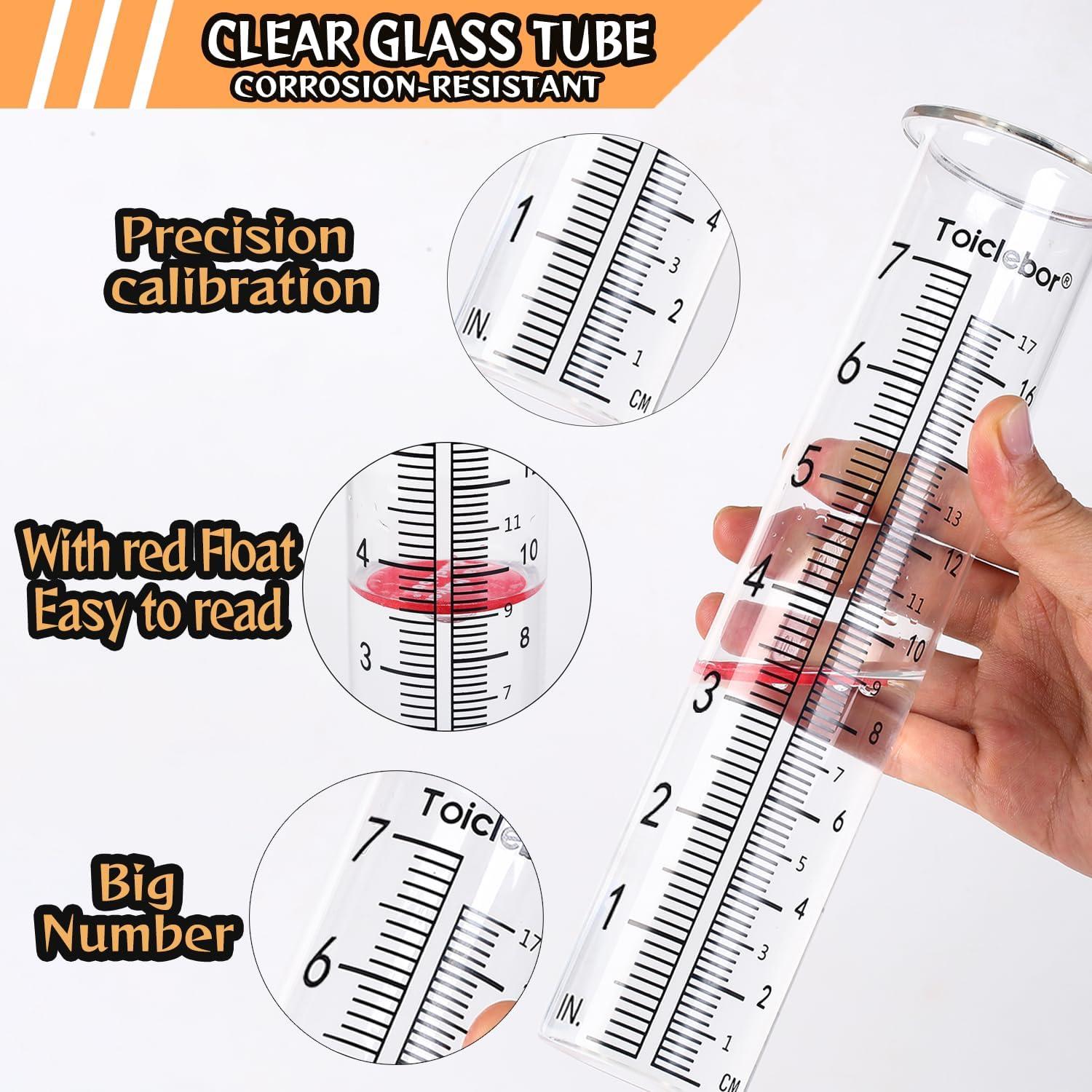 Pluviómetro Toiclebor RM-BS7-001, 17 cm, Soporte Metal, Doble Escala