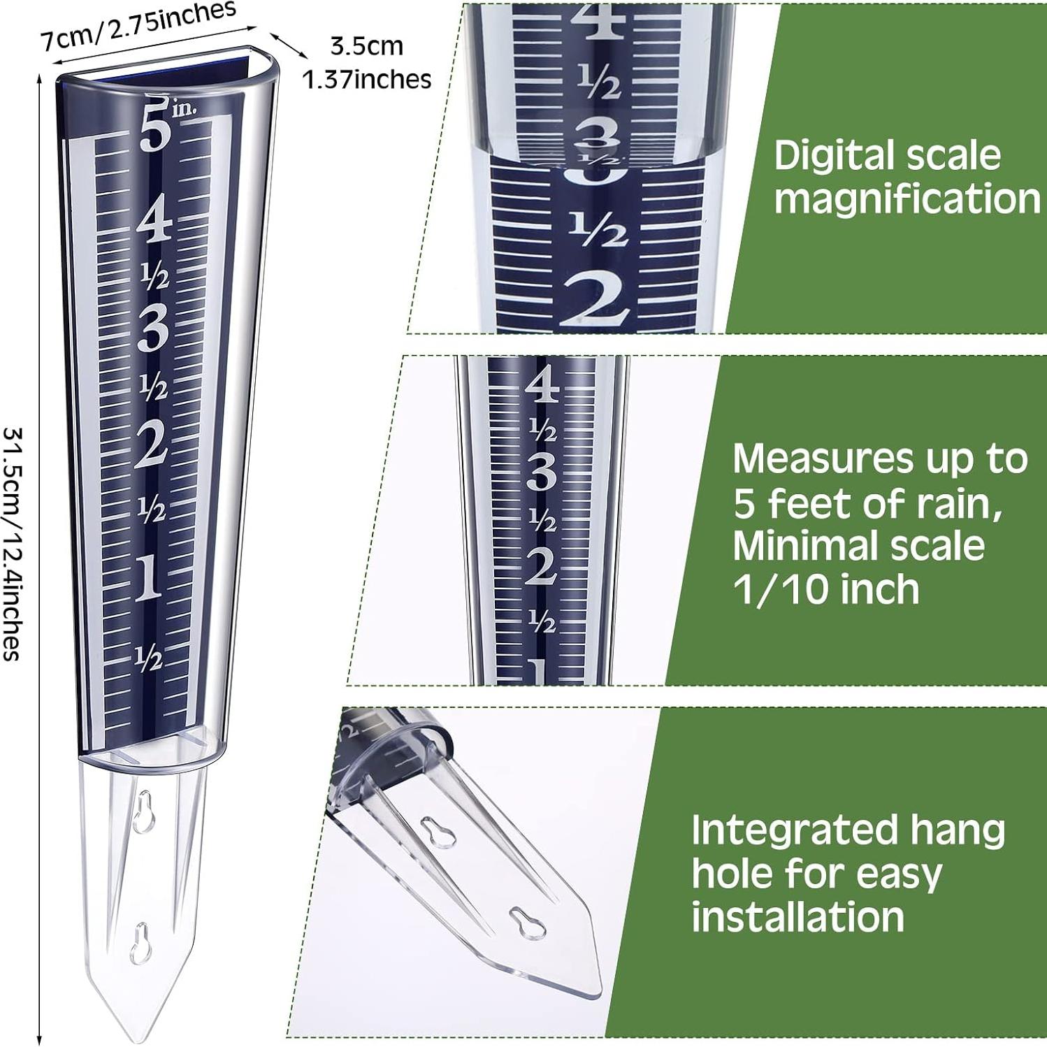 Pluviómetros Yexiya 4 Pcs 31.5 cm Acrílico Fácil Lectura
