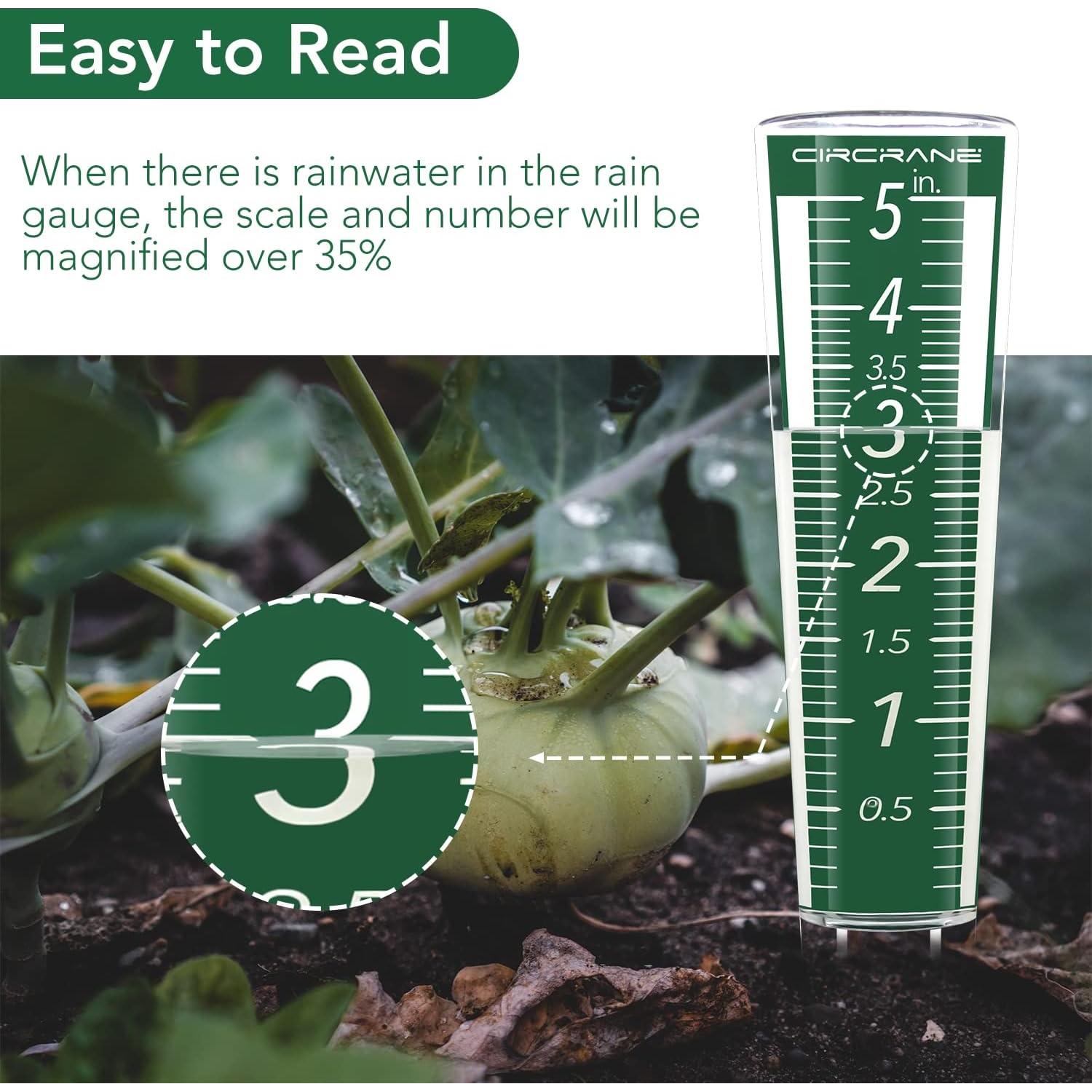 Medidor de Lluvia Circrane 12.7 cm Exterior con Soporte Verde