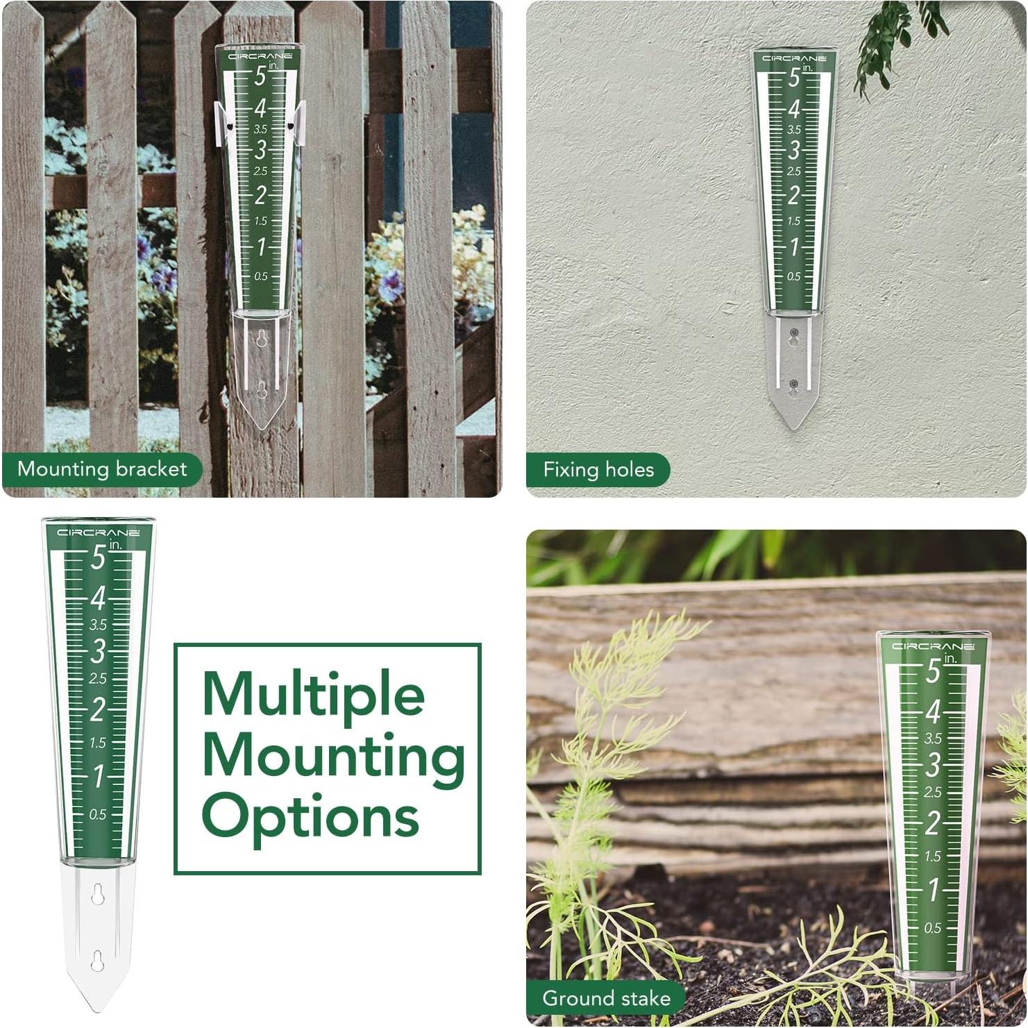 Medidor de Lluvia Circrane 12.7 cm Exterior con Soporte Verde