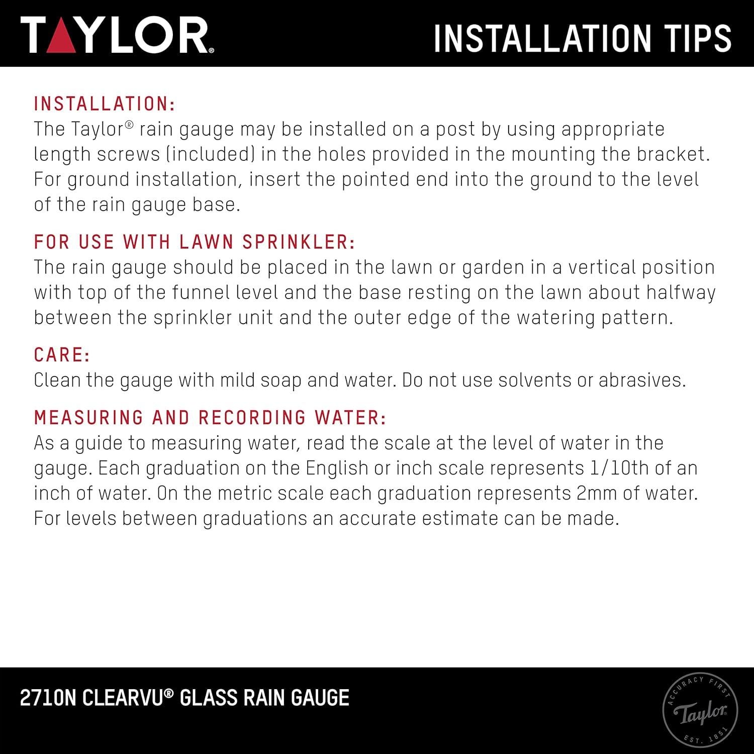 Medidor de Lluvia Taylor 2710N2 - Paquete de 2, 12.7 cm