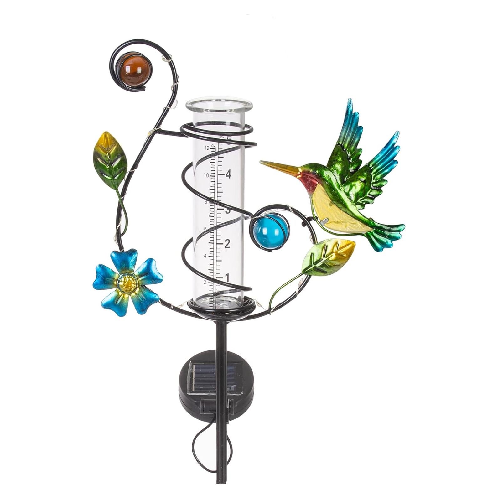 Medidor de Lluvia Solar HOBYLUBY Colibrí Exterior LED Colorido