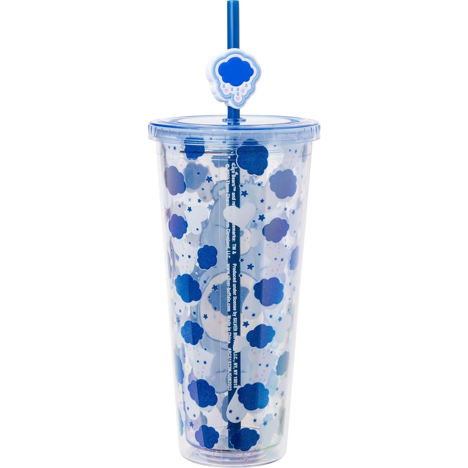 Taza Fría Silver Buffalo Grumpy Bear 710 ml con Popote