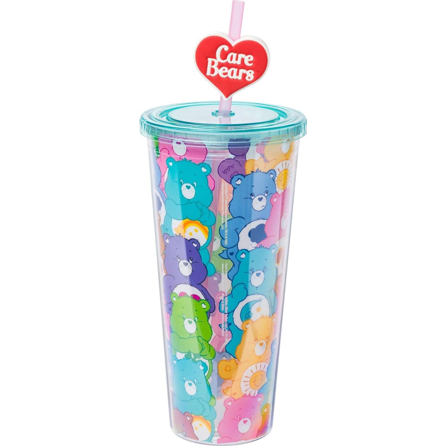 Taza Fría Silver Buffalo Care Bears 710ml con Tapa y Popote