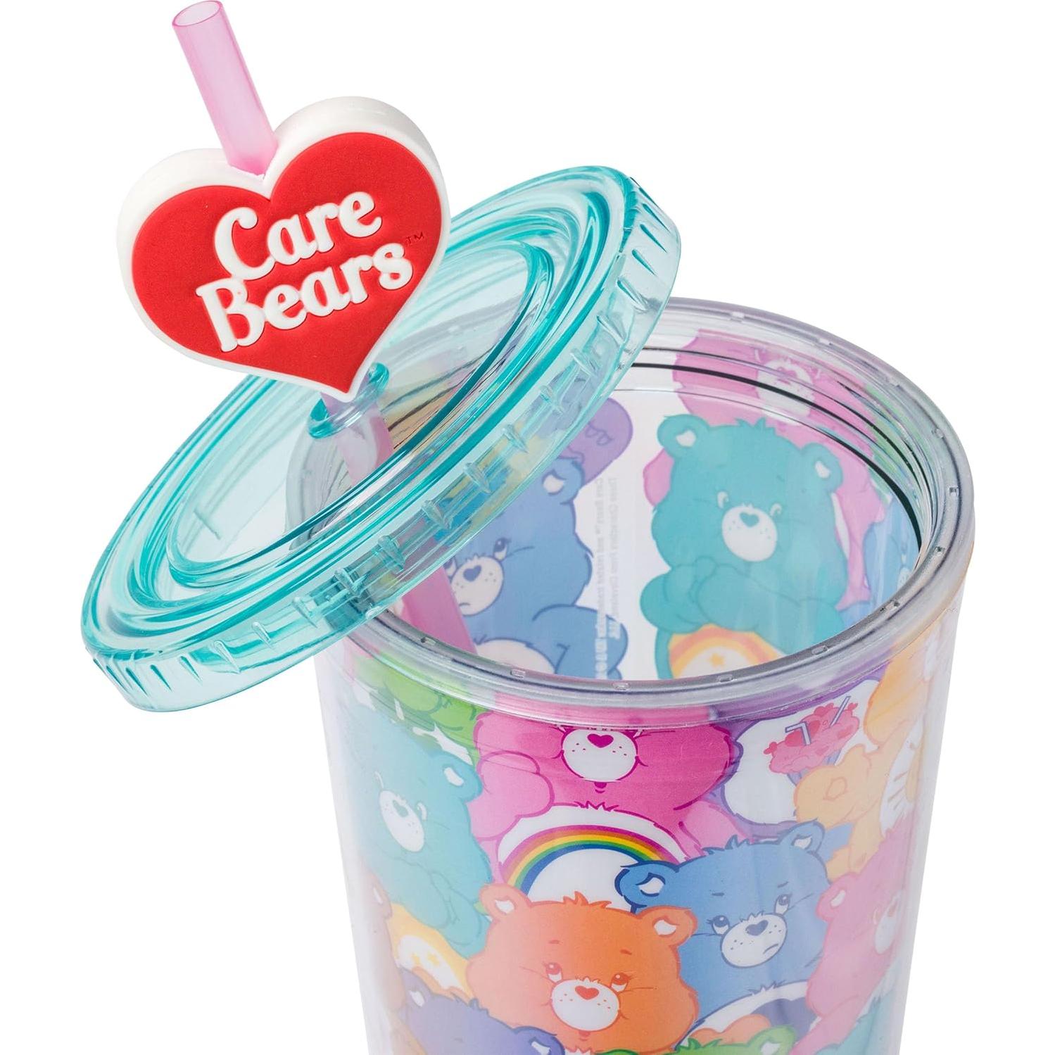 Taza Fría Silver Buffalo Care Bears 710ml con Tapa y Popote