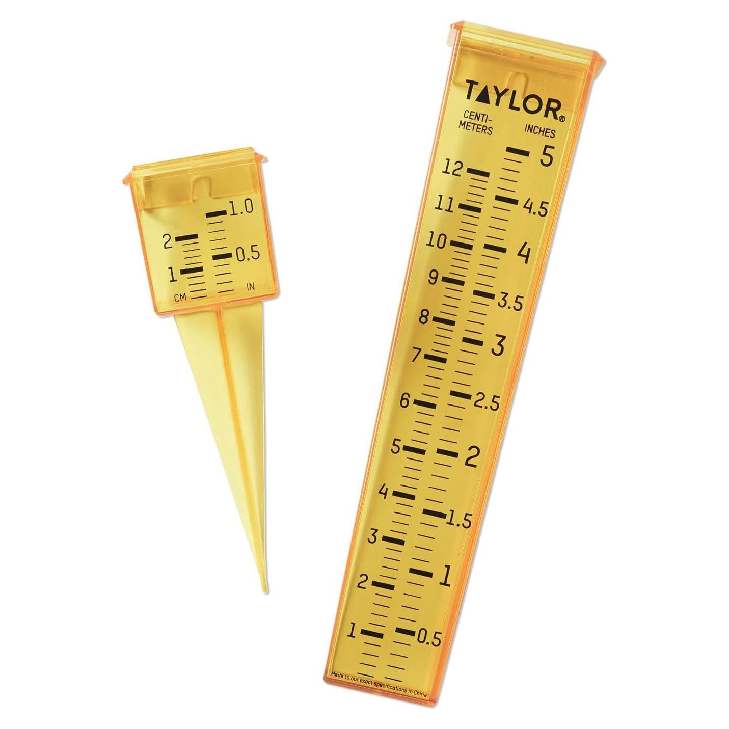 Medidor de Lluvia y Aspersor 2-en-1 Taylor 2715 Amarillo