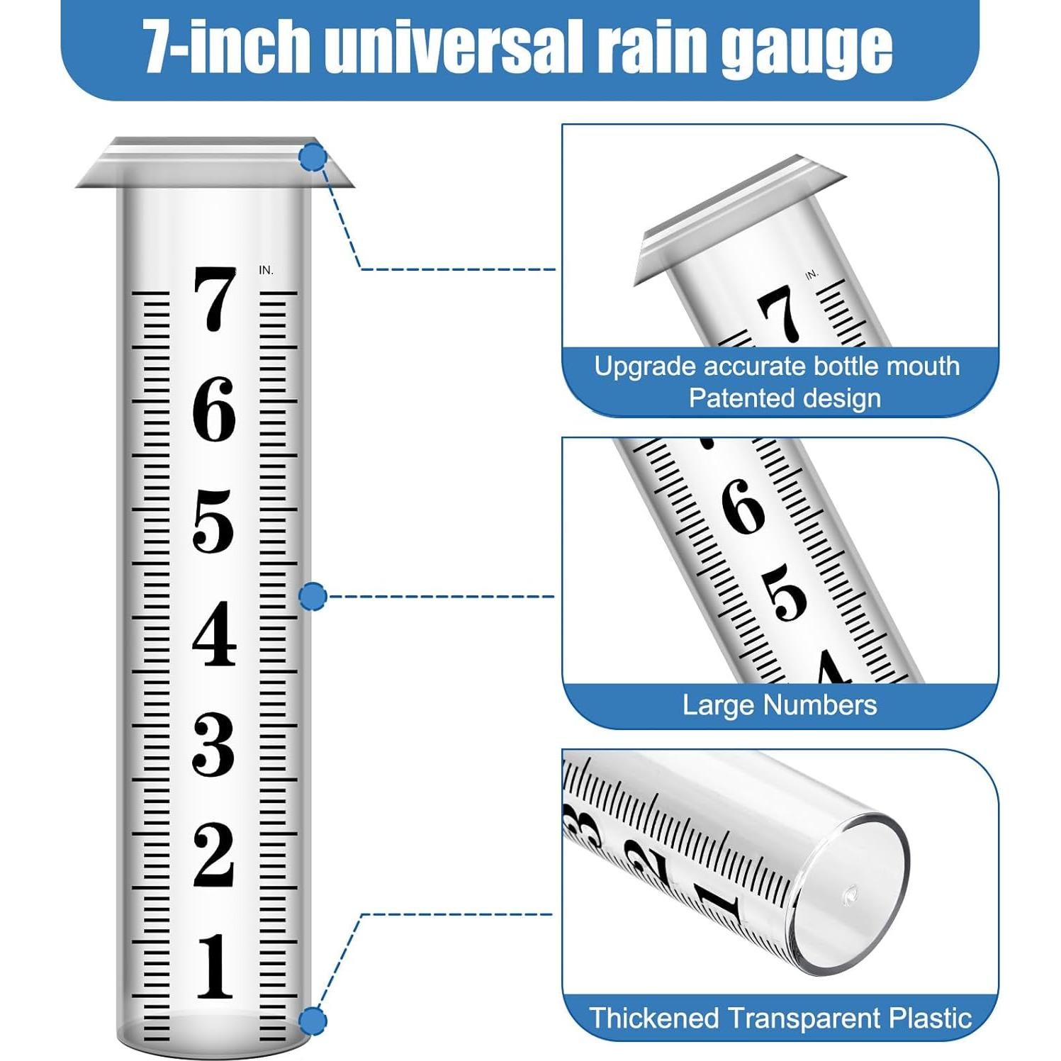 Pluviómetro HQcontL 17.78 cm para Exterior con Soporte Acero