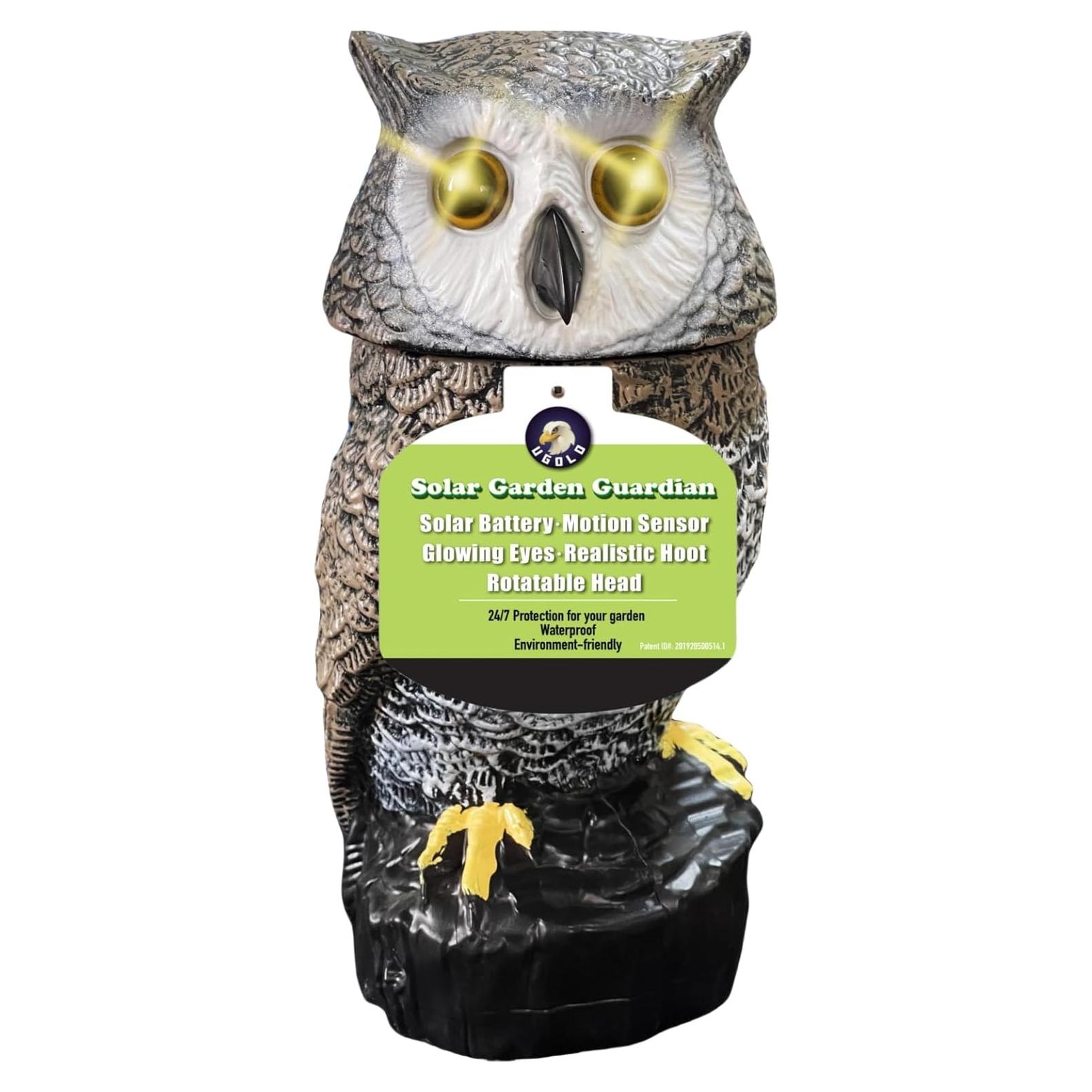 Búho Solar Ugold con Detección de Movimiento y Cabeza Rotativa