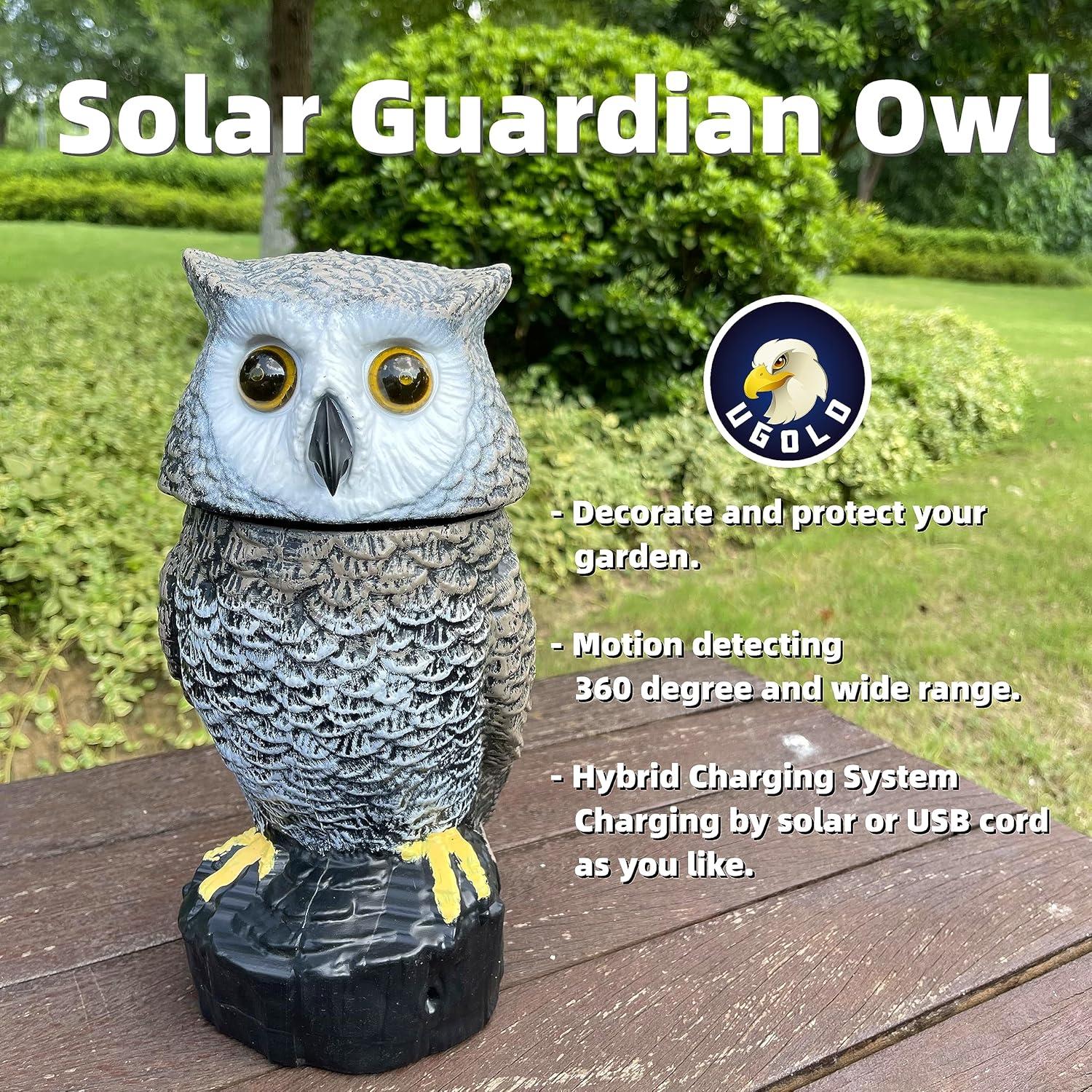 Búho Solar Ugold con Detección de Movimiento y Cabeza Rotativa