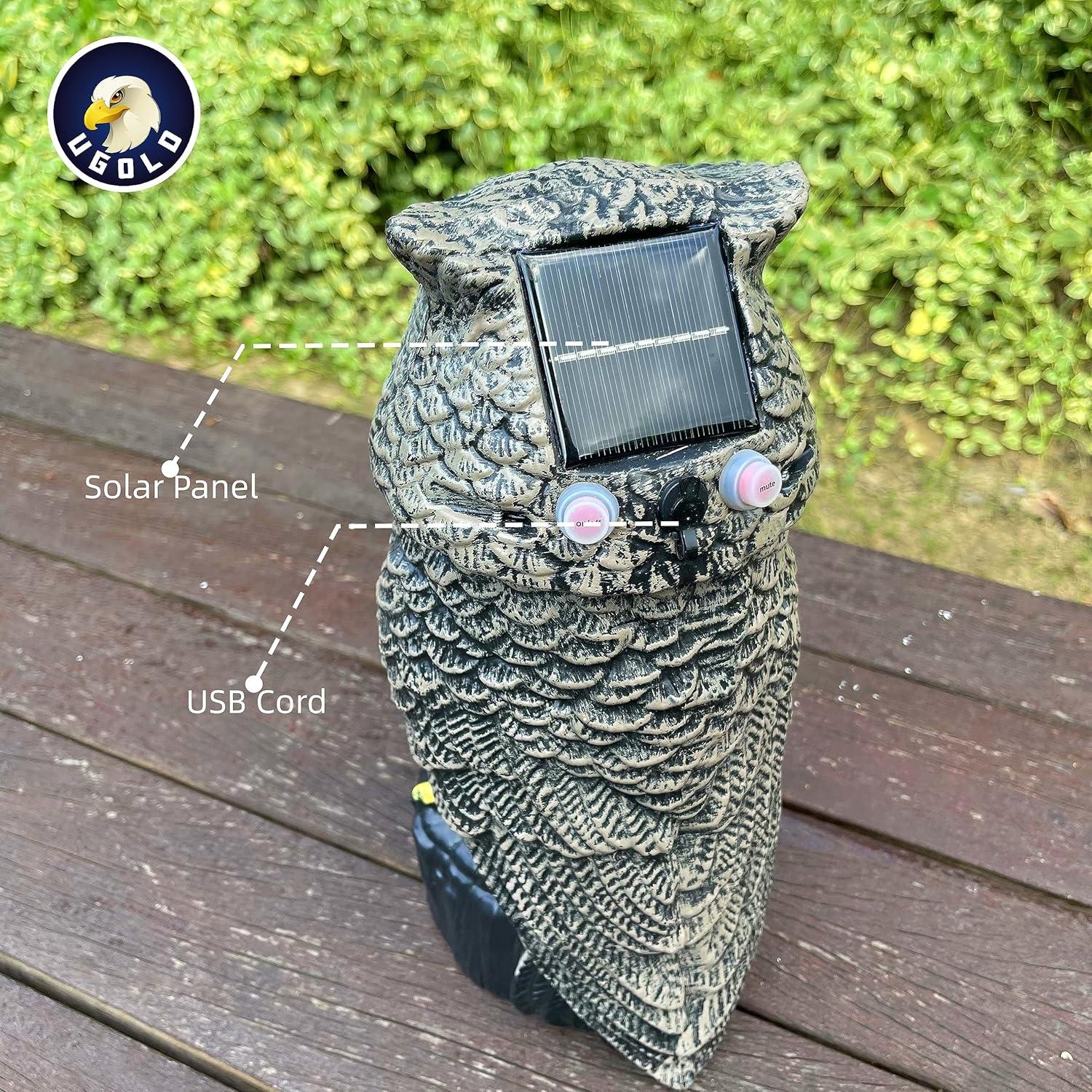 Búho Solar Ugold con Detección de Movimiento y Cabeza Rotativa