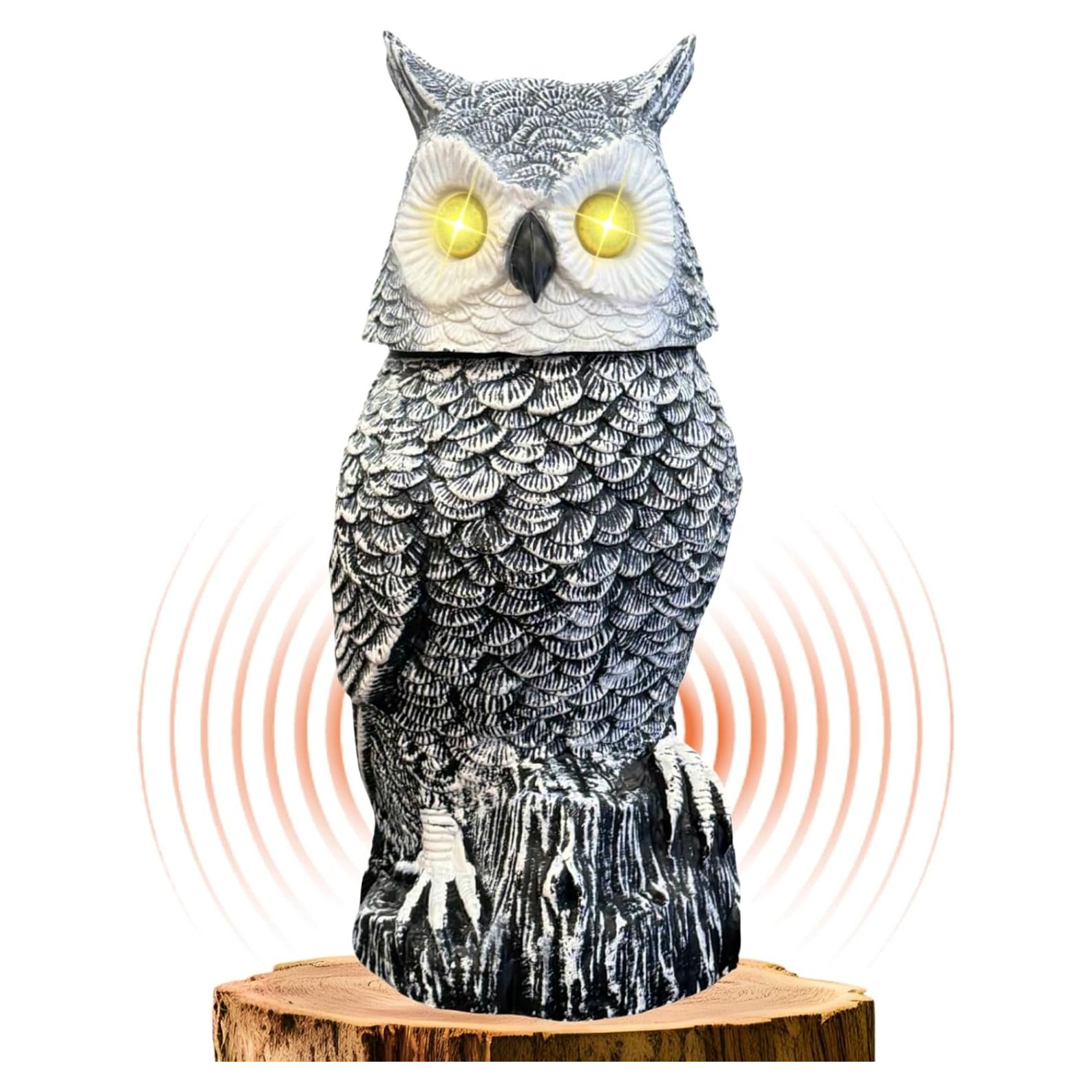 Búho de Nieve Solar Ugold 37.5 cm con Ojos Brillantes