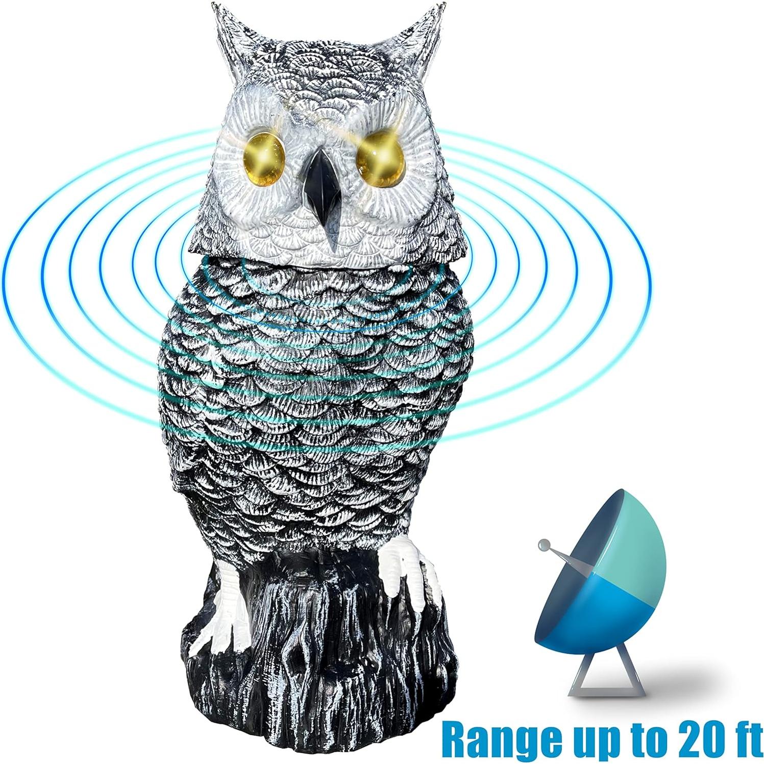 Búho de Nieve Solar Ugold 37.5 cm con Ojos Brillantes