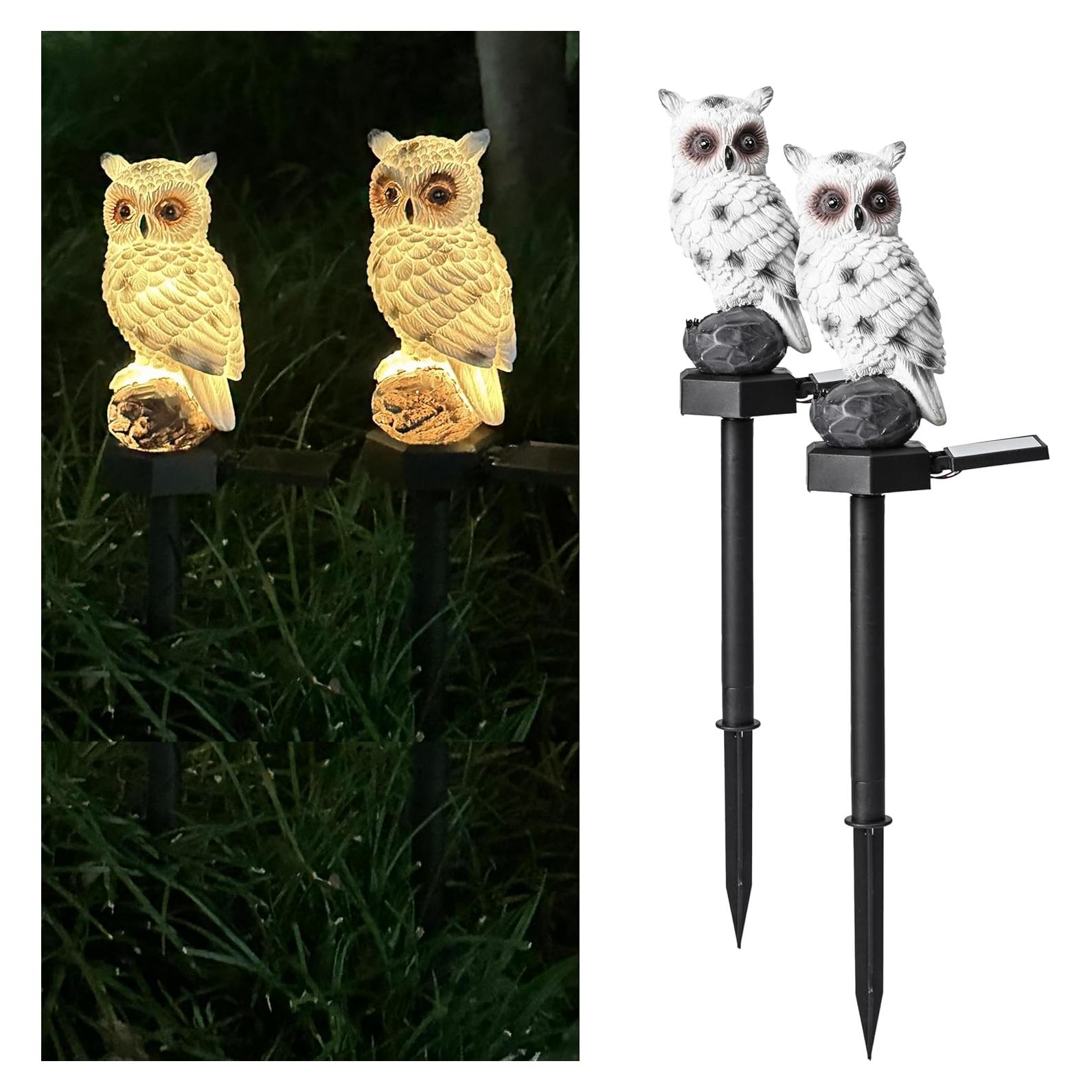 Luz Solar de Búho AOMOONOA - Paquete de 2 Figuras Impermeables