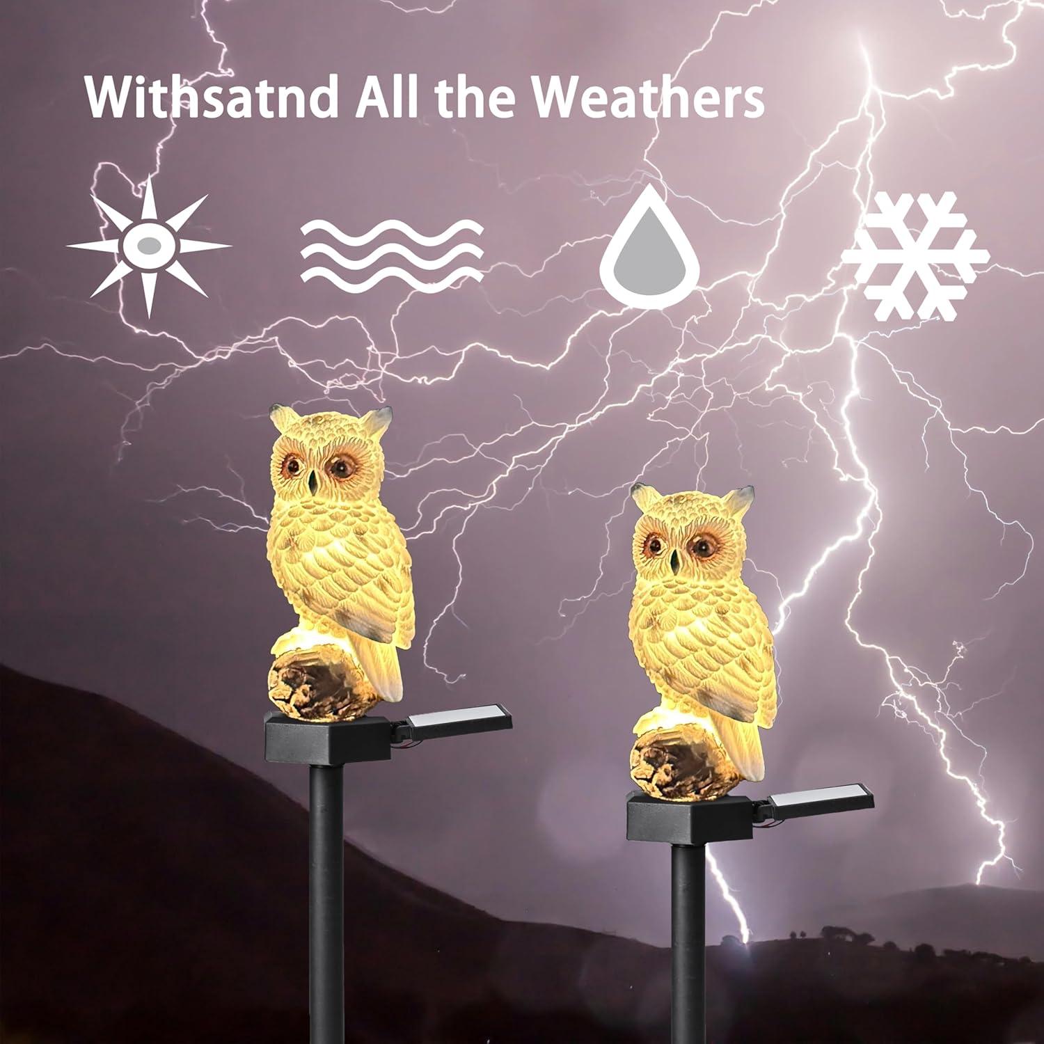 Luz Solar de Búho AOMOONOA - Paquete de 2 Figuras Impermeables