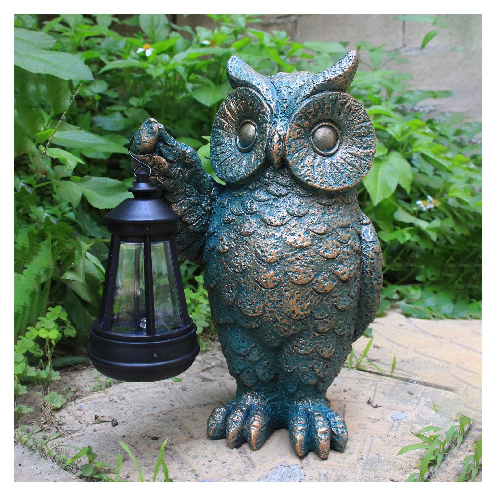 Estatua de Jardín Búho Solar GUANFU 25cm Resina Resistente