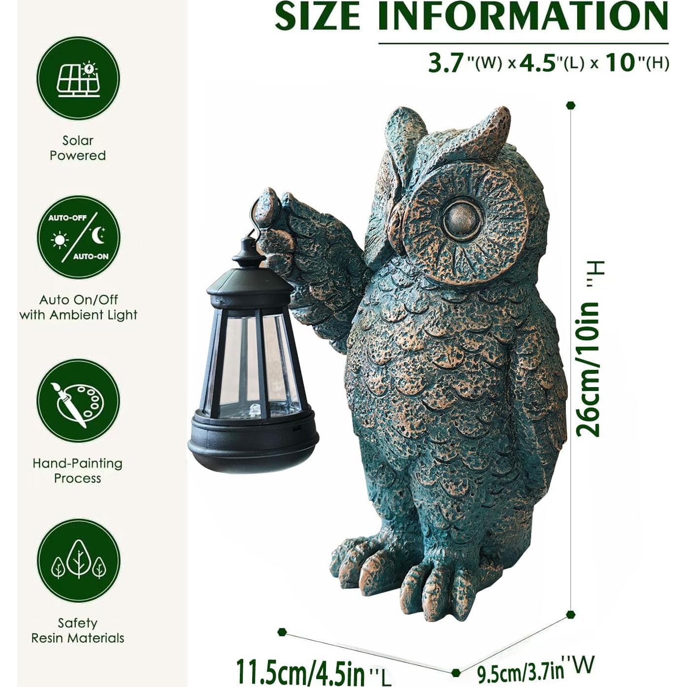 Estatua de Jardín Búho Solar GUANFU 25cm Resina Resistente