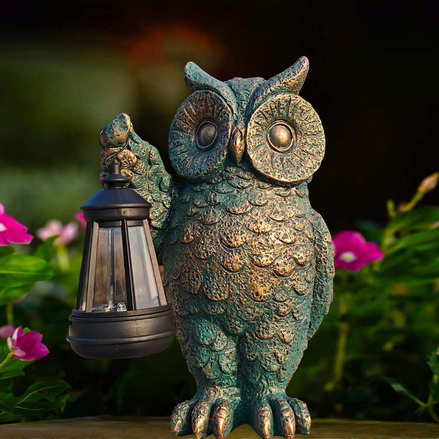 Estatua de Jardín Búho Solar GUANFU 25cm Resina Resistente