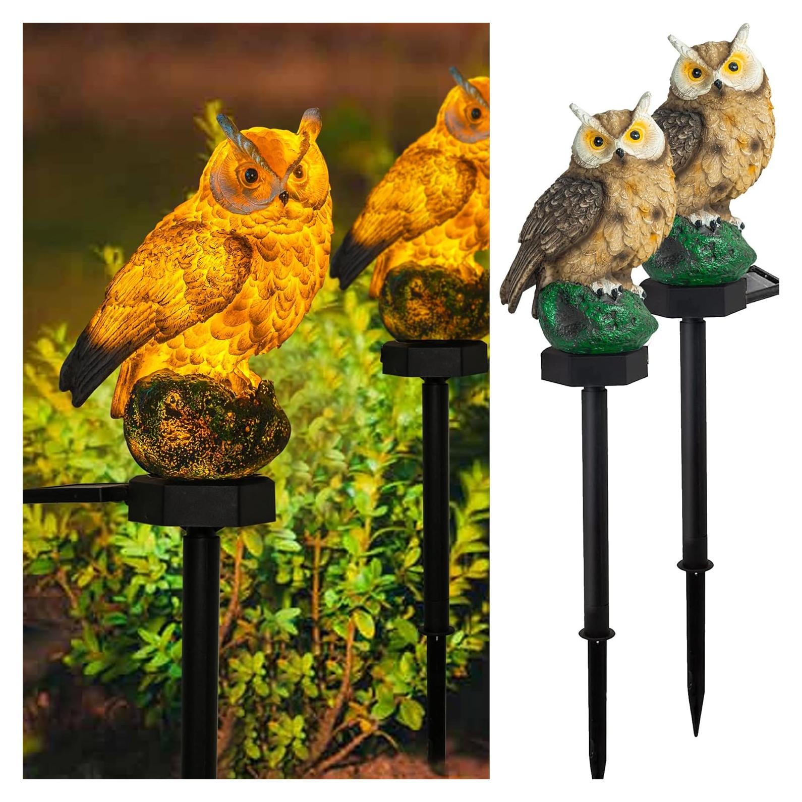 Luces LED Solares Dazzle Brillo Búho Decorativas 42.4cm (2 Paquete)