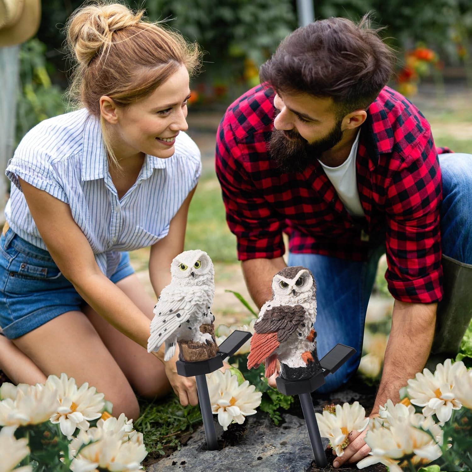 Estacas de Luz Solar Búho Capoda - 2 Piezas Decoración Jardín