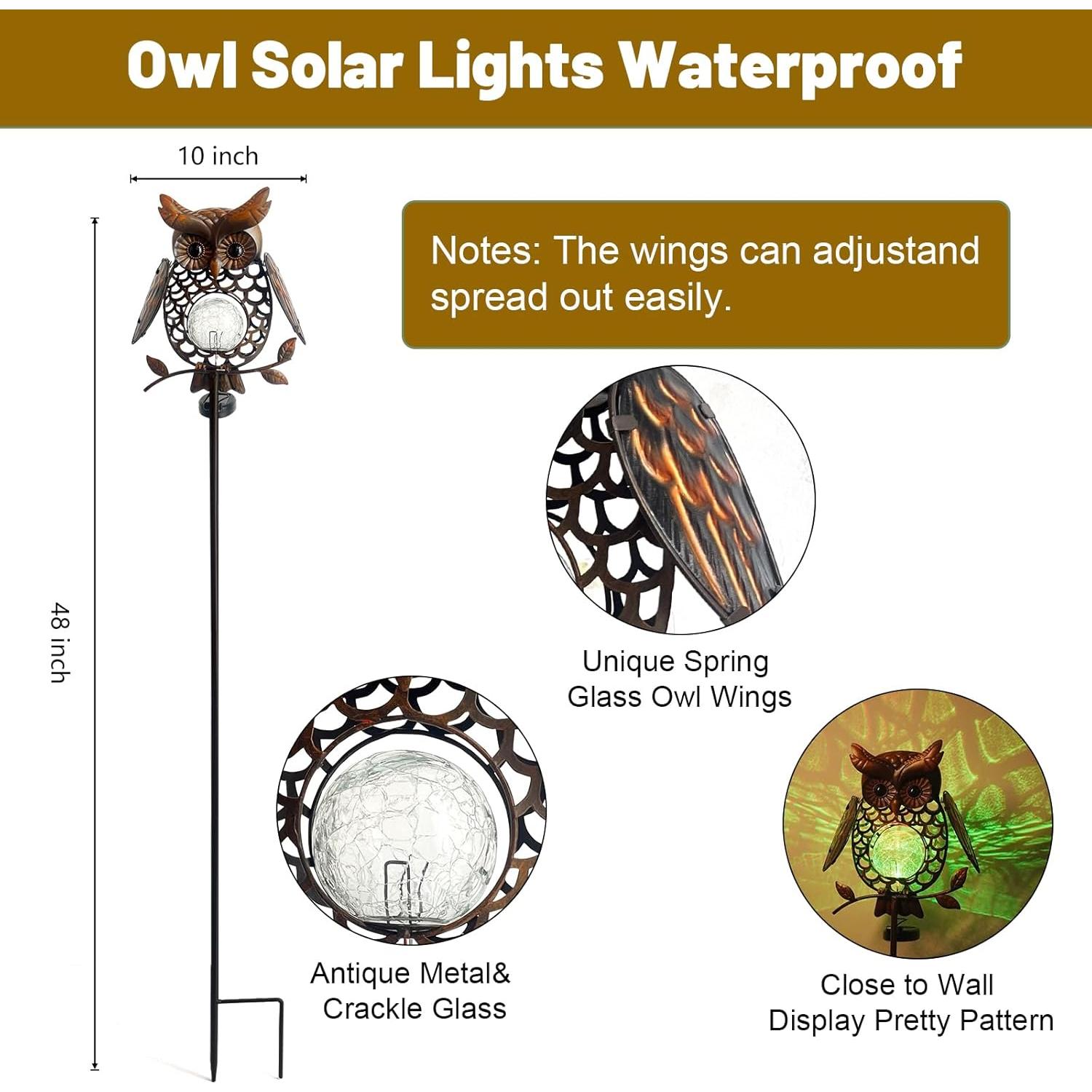 Luces Solares Decorativas HONGLAND Búho para Jardín 121.9 cm