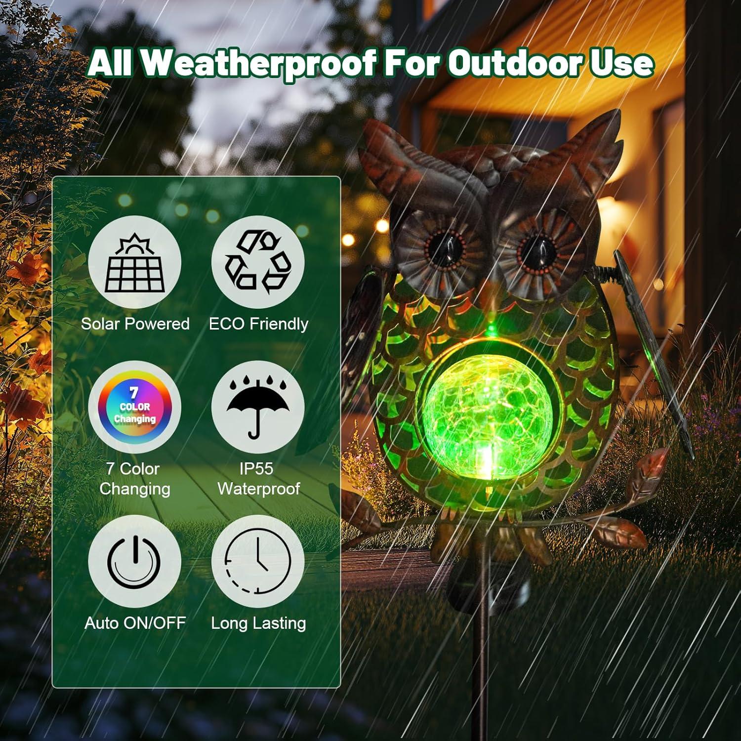 Luces Solares Decorativas HONGLAND Búho para Jardín 121.9 cm