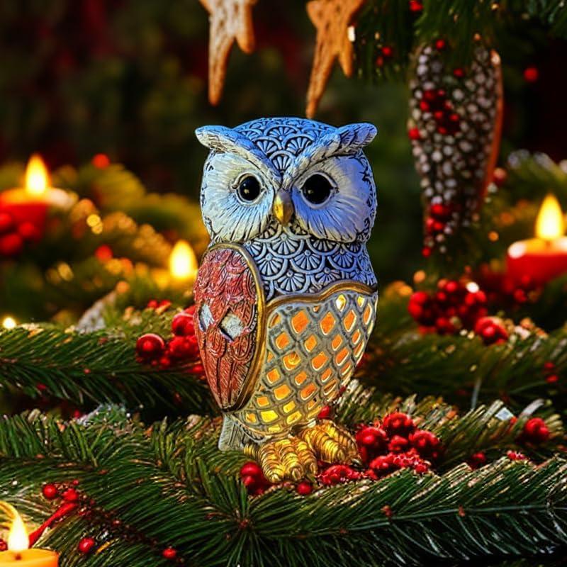 Estatua de Búho Solar Decorativa xxoasis - 5.9" Resina Impermeable