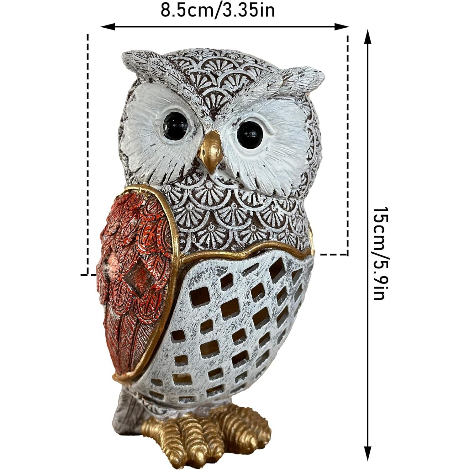 Estatua de Búho Solar Decorativa xxoasis - 5.9" Resina Impermeable