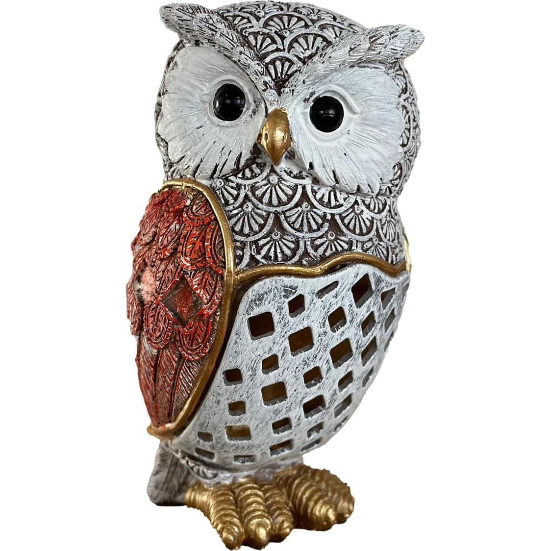 Estatua de Búho Solar Decorativa xxoasis - 5.9" Resina Impermeable