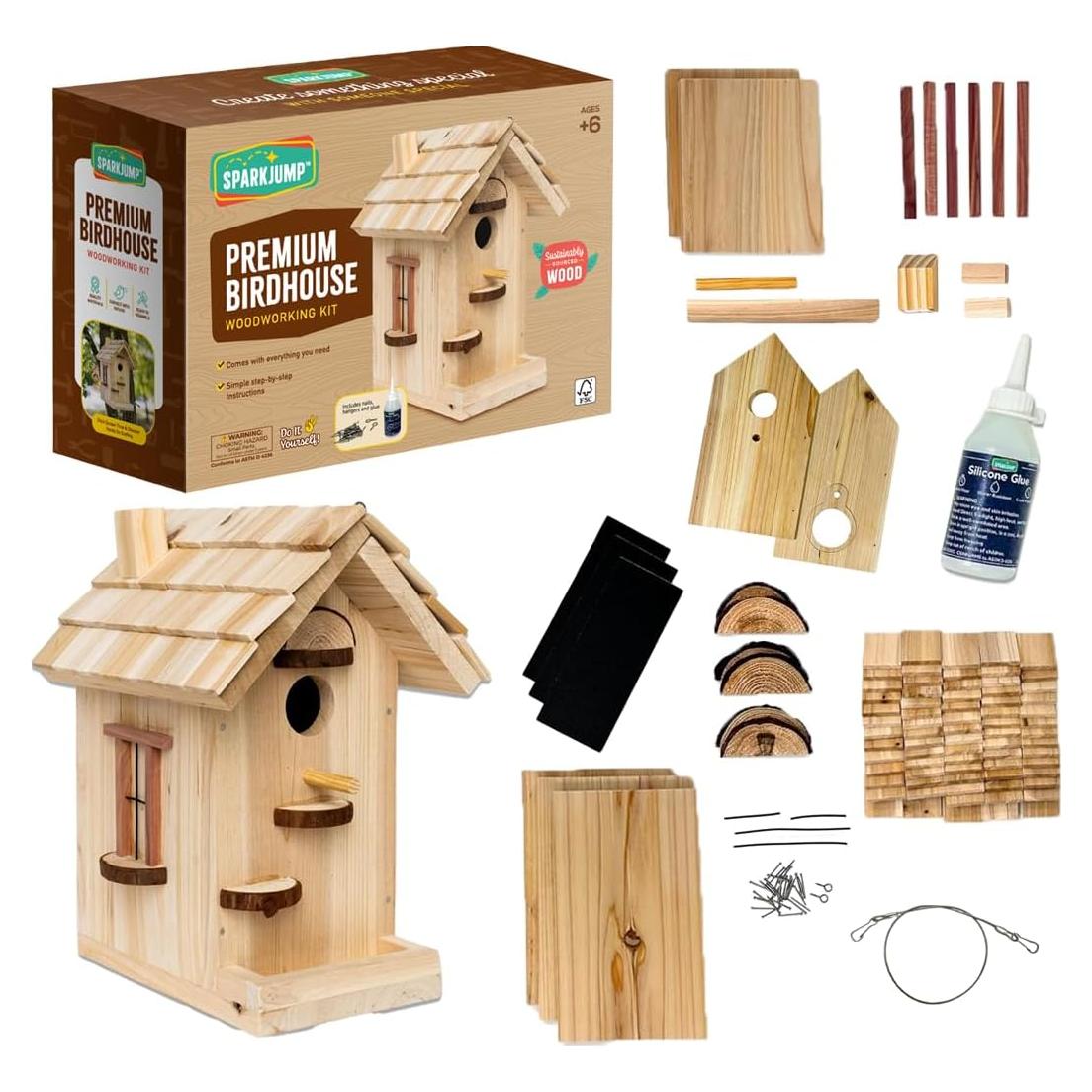 Kit Casa para Aves de Madera SparkJump - DIY 20x15x30 cm