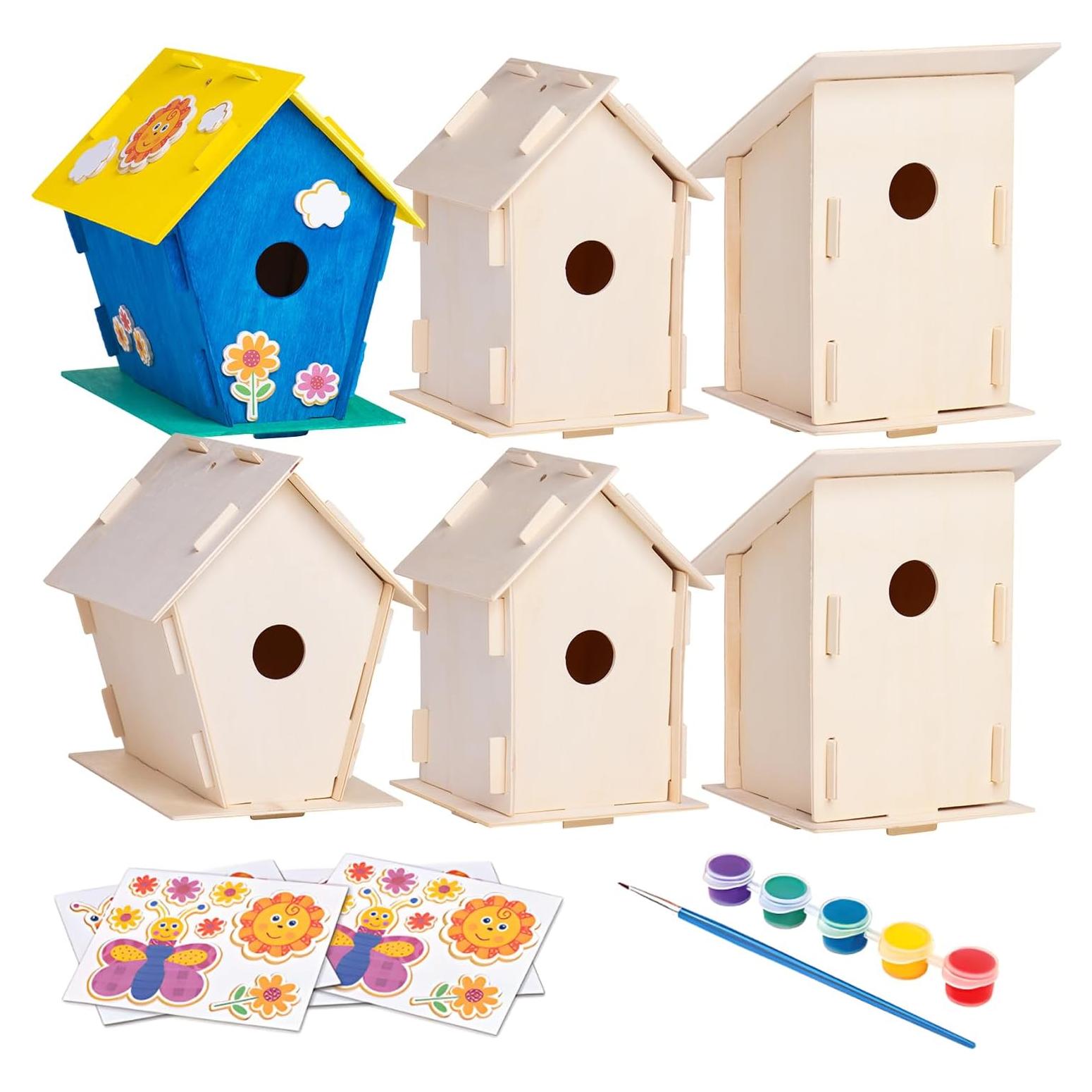 Kit de Manualidades para Aves Neliblu - 12 Casas de Madera DIY