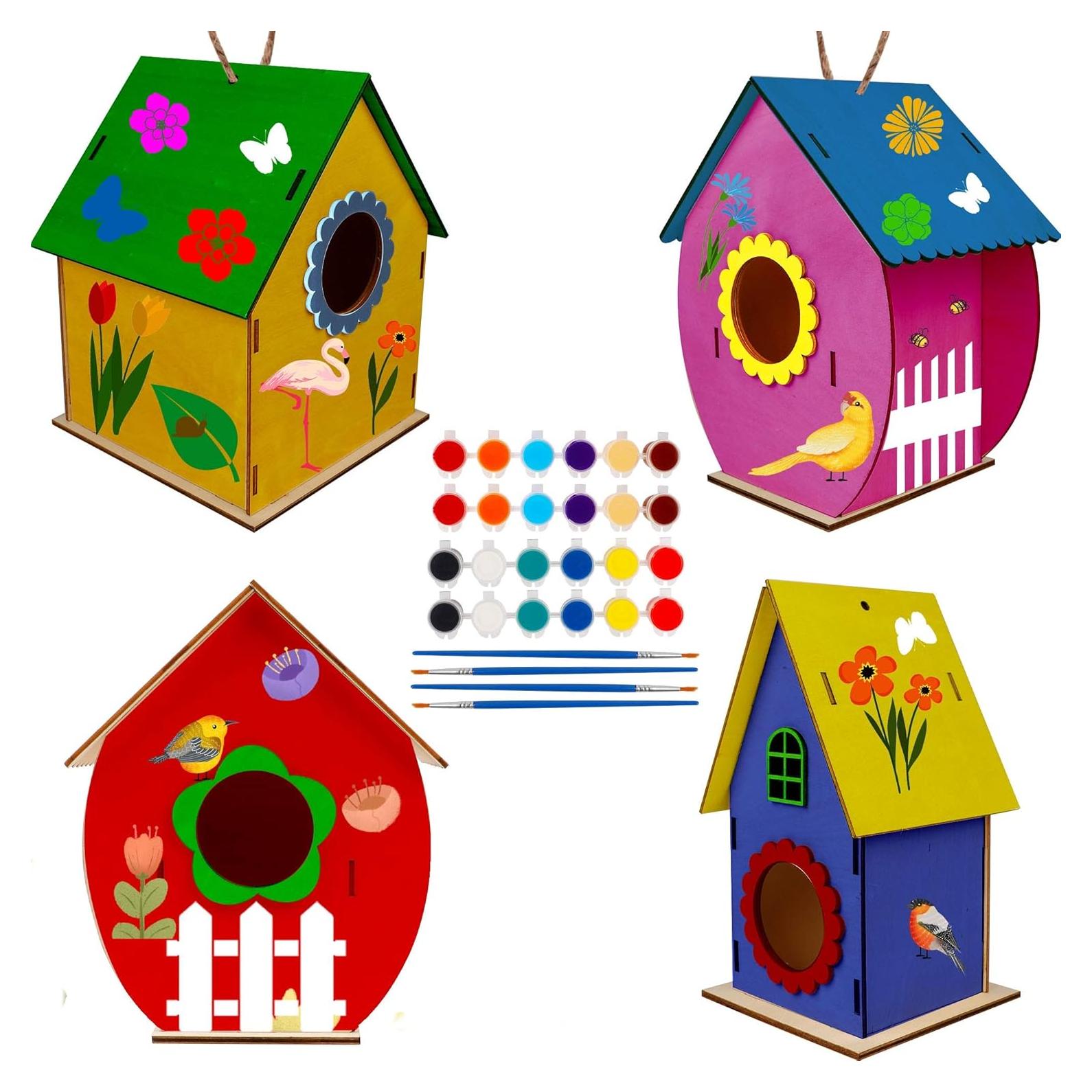 Kit de Casa de Pájaros de Madera Glintoper DIY 4 Piezas