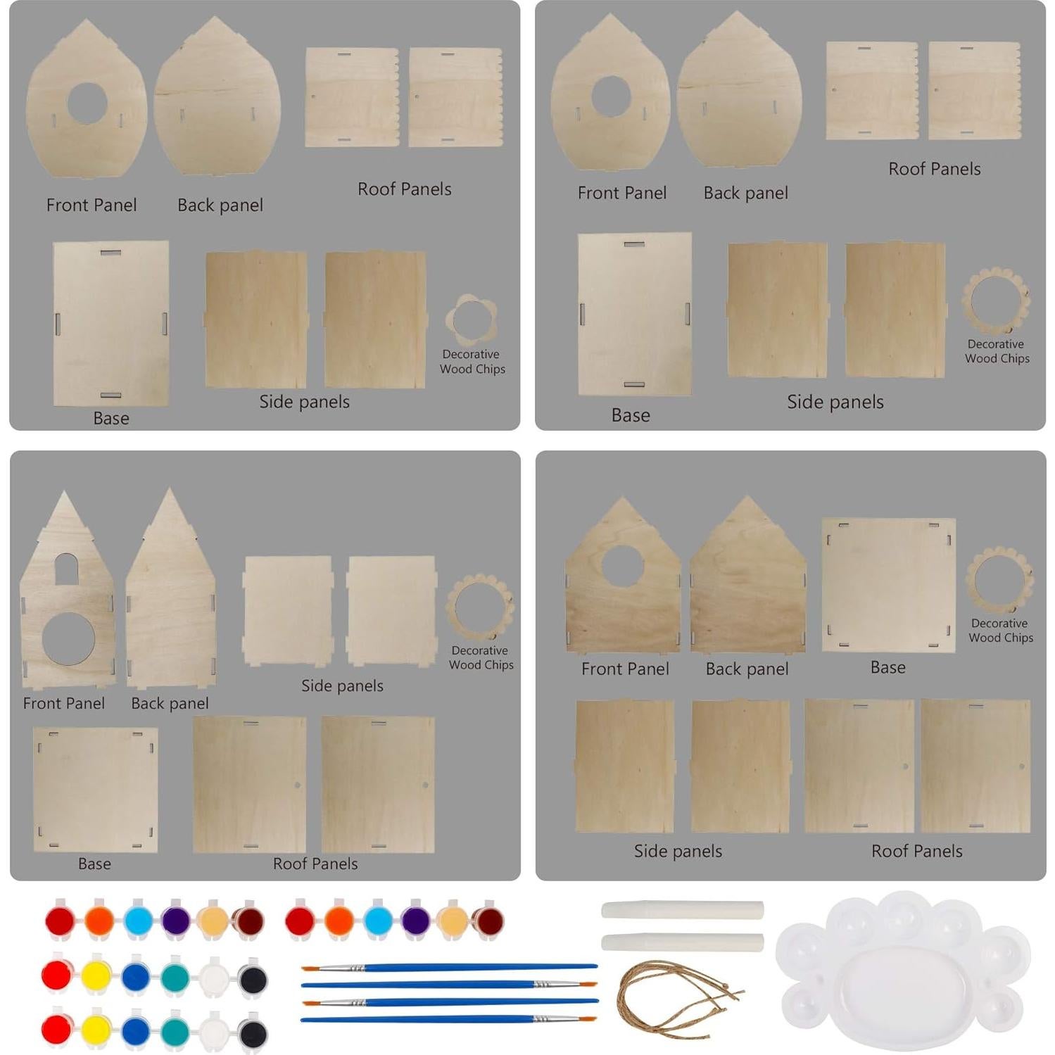 Kit de Casa de Pájaros de Madera Glintoper DIY 4 Piezas